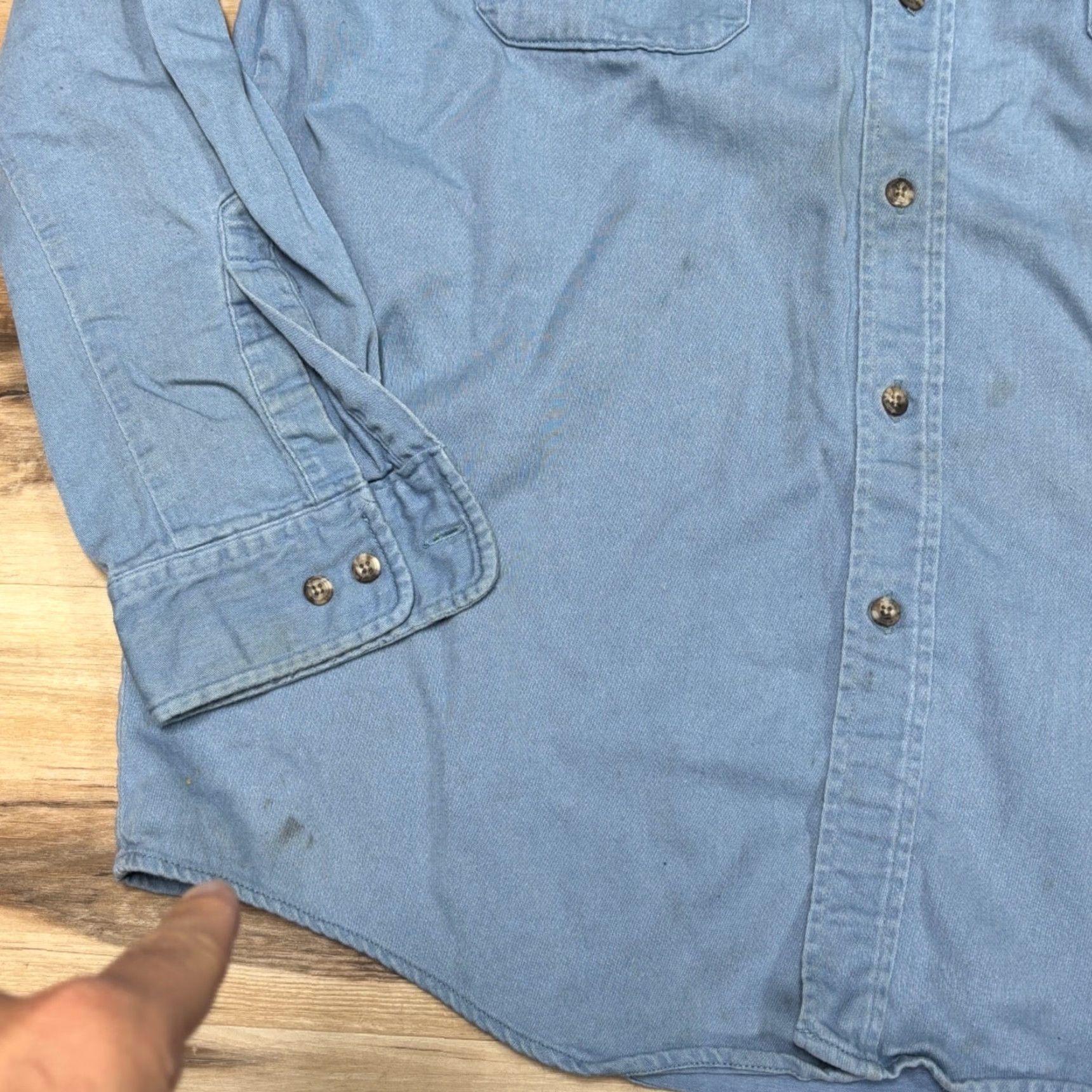 Vintage Tyndale Shirt Mens XL Flame Resistant Blue Made in USA Button-Down FRMC Size US XL / EU 56 / 4 - 2 Thumbnail