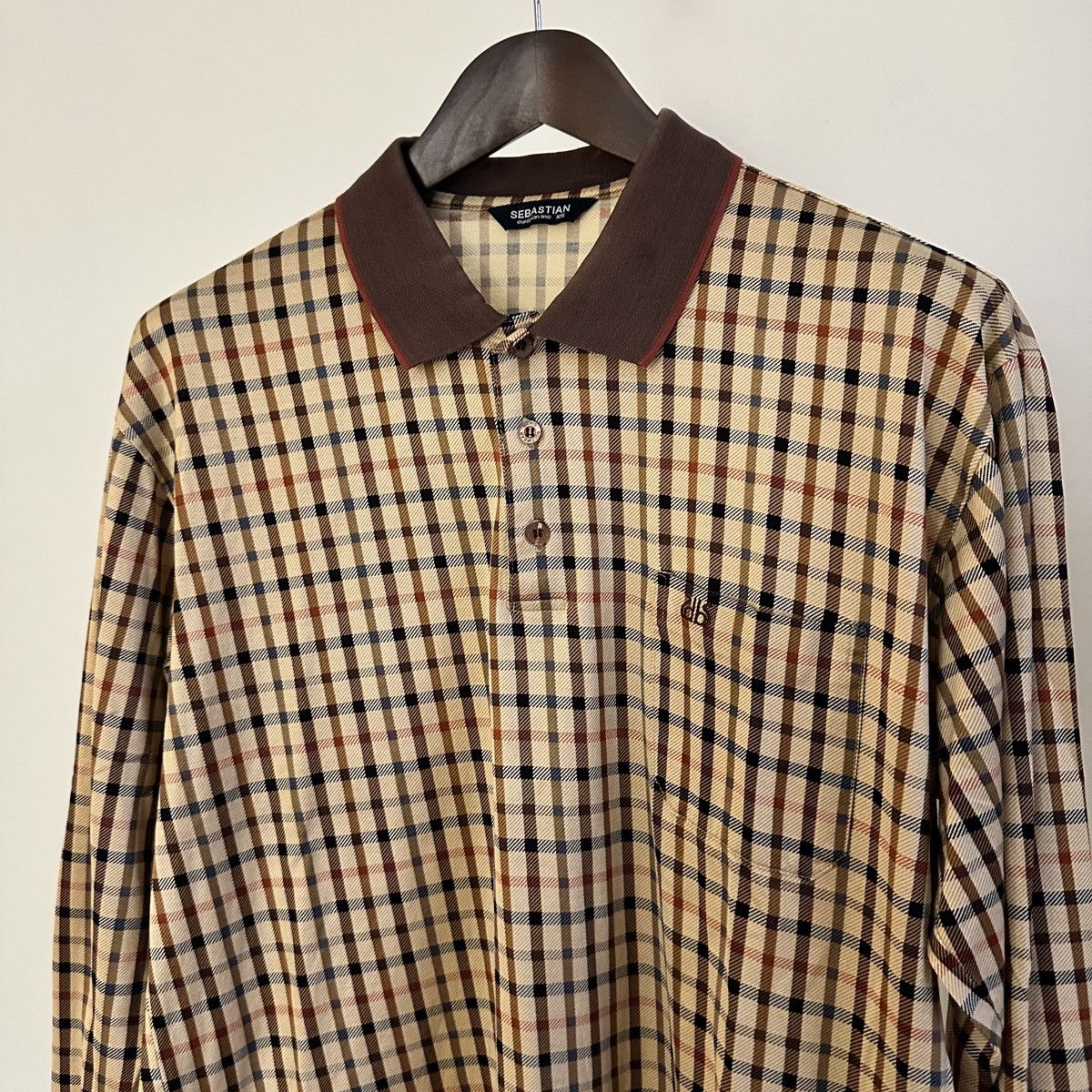 Vintage Vintage Sebastian Plaid Polo Longsleeve T-Shirt Size M Size US L / EU 52-54 / 3 - 2 Thumbnail