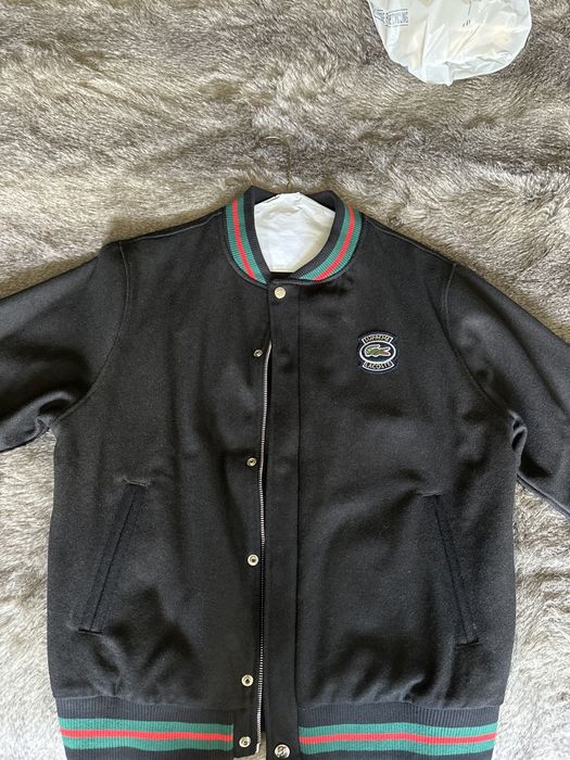 Supreme Supreme x Lacoste Wool Varsity Black Jacket | Grailed