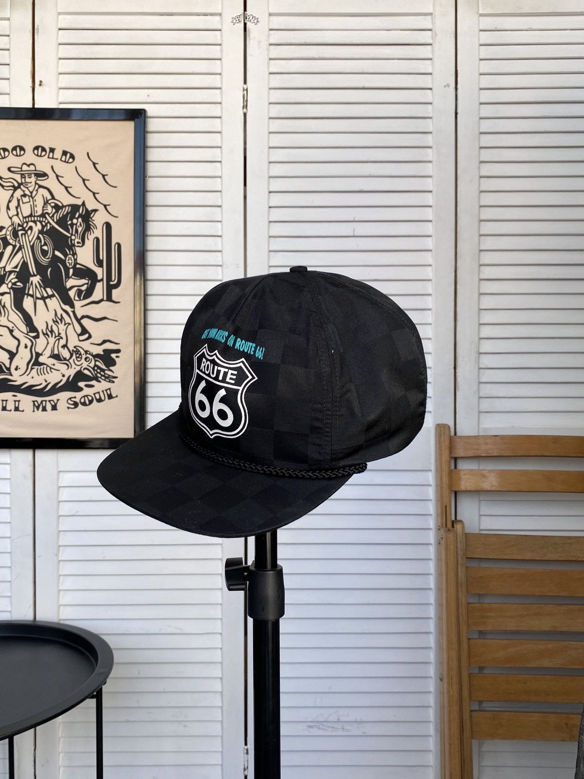 Route 66 × Vintage Vintage Route 66 Trucker Hat Black Chessboard Rope USA Size ONE SIZE - 10 Thumbnail