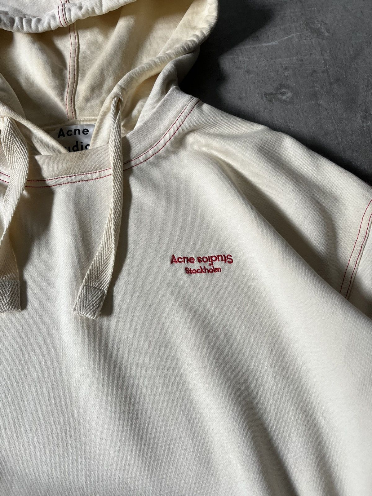 Acne Studios Acne Studios cream red striped hoodie basic Size US XS / EU 42 / 0 - 2 Thumbnail