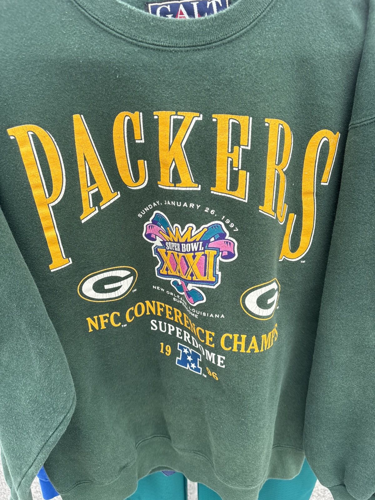 NFL × Vintage 1996 Green Bay Packers NFC Champions Crewneck Sweatshirt Size US XL / EU 56 / 4 - 2 Thumbnail