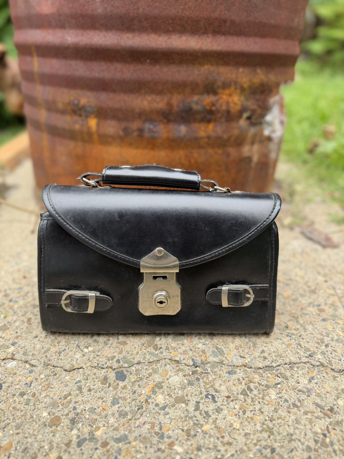 Other Vintage Structured Black Leather Satchel – Lock Closure Size ONE SIZE - 1 Thumbnail