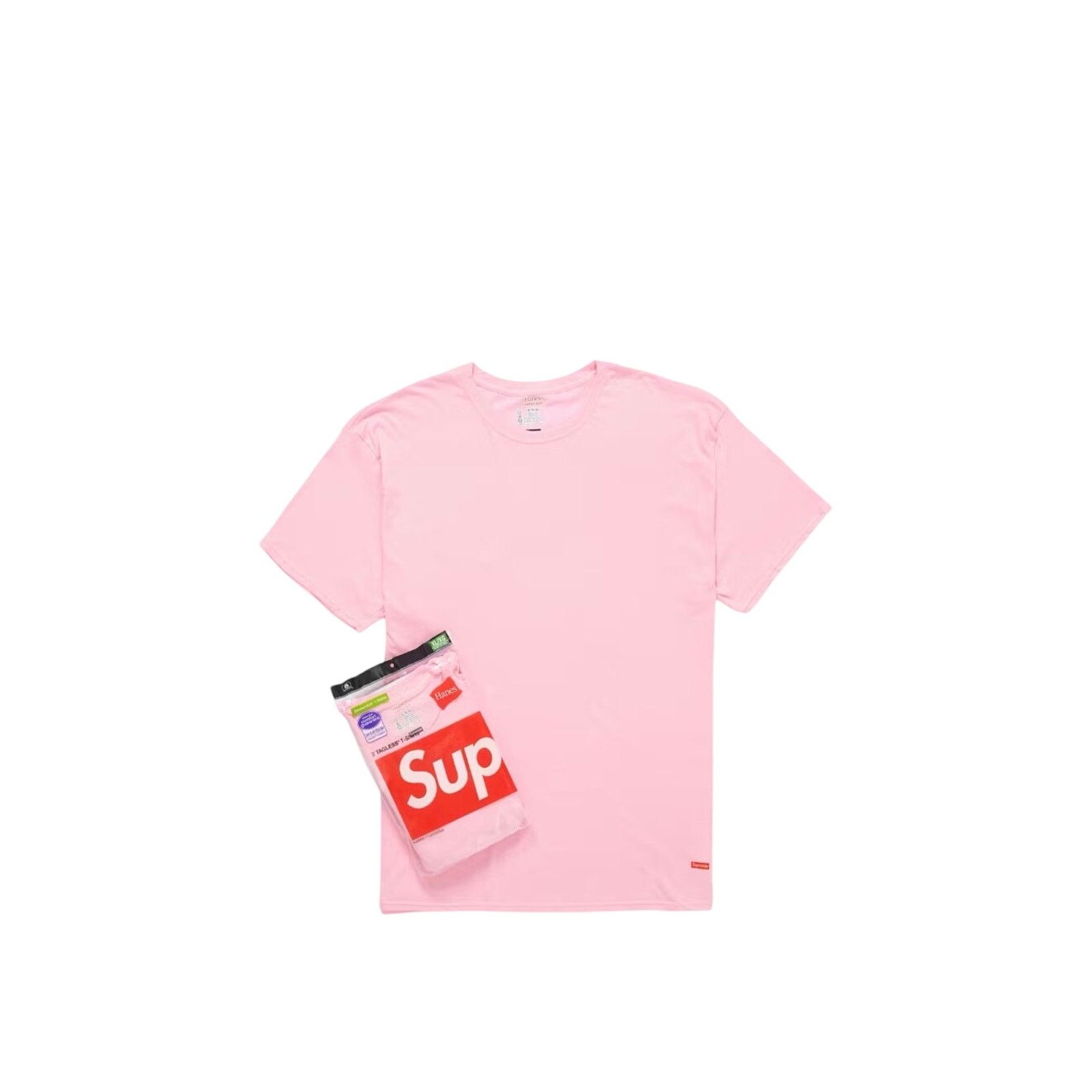 Supreme Supreme x Hanes tagless 2-pack tees Pink XL ds in og pkg Size US XL / EU 56 / 4 - 1 Thumbnail