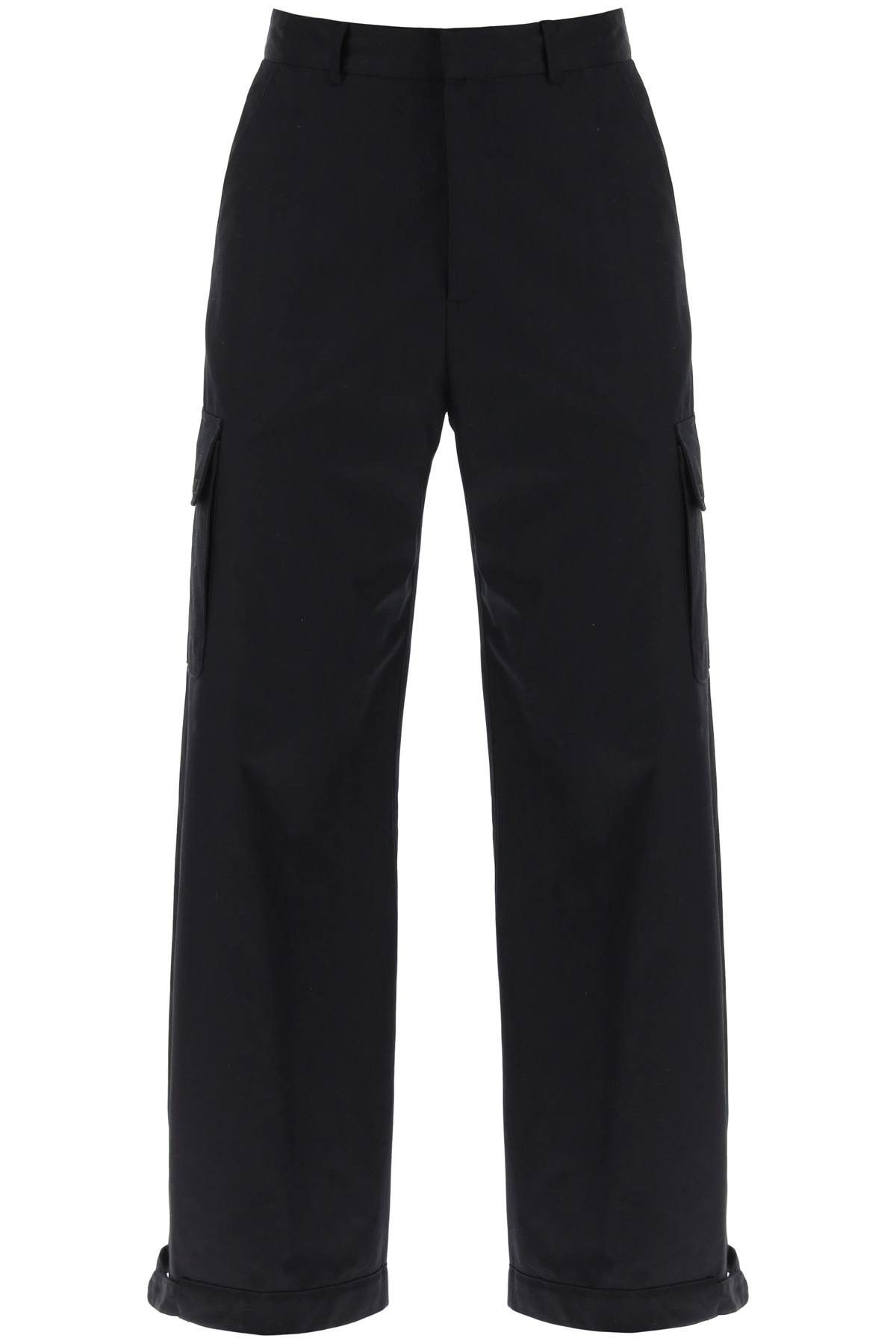 image of Off White Wide-Leg Cargo Pants in Nero, Men's (Size 32)