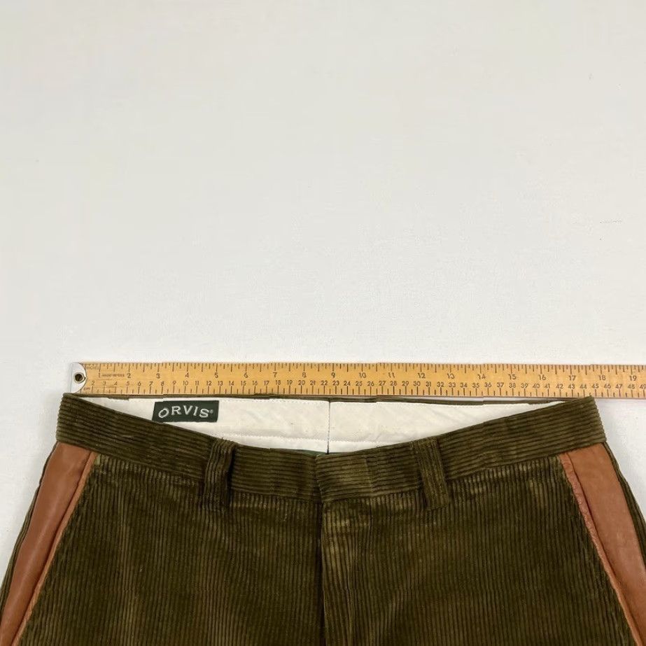 Orvis Orvis Pants Mens 34 x 30 Green Corduroy Brisbane Moss Cuff Trousers Leather Trim Chino 5-Pocket Regular Straight Mens Size US 34 / EU 50 - 5 Thumbnail