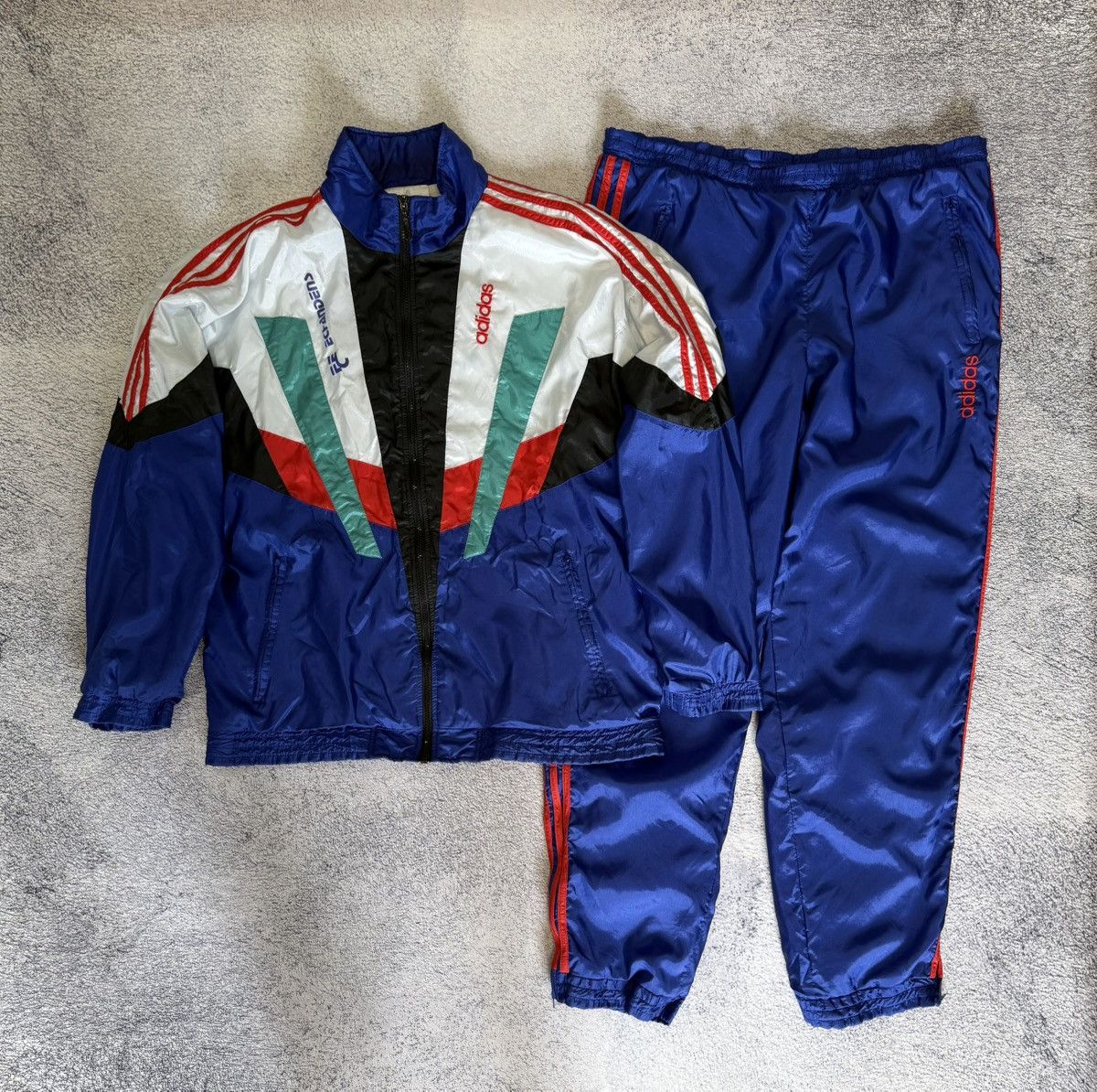 Adidas × Vintage Adidas 90s nylon multicolour track suit y2k
