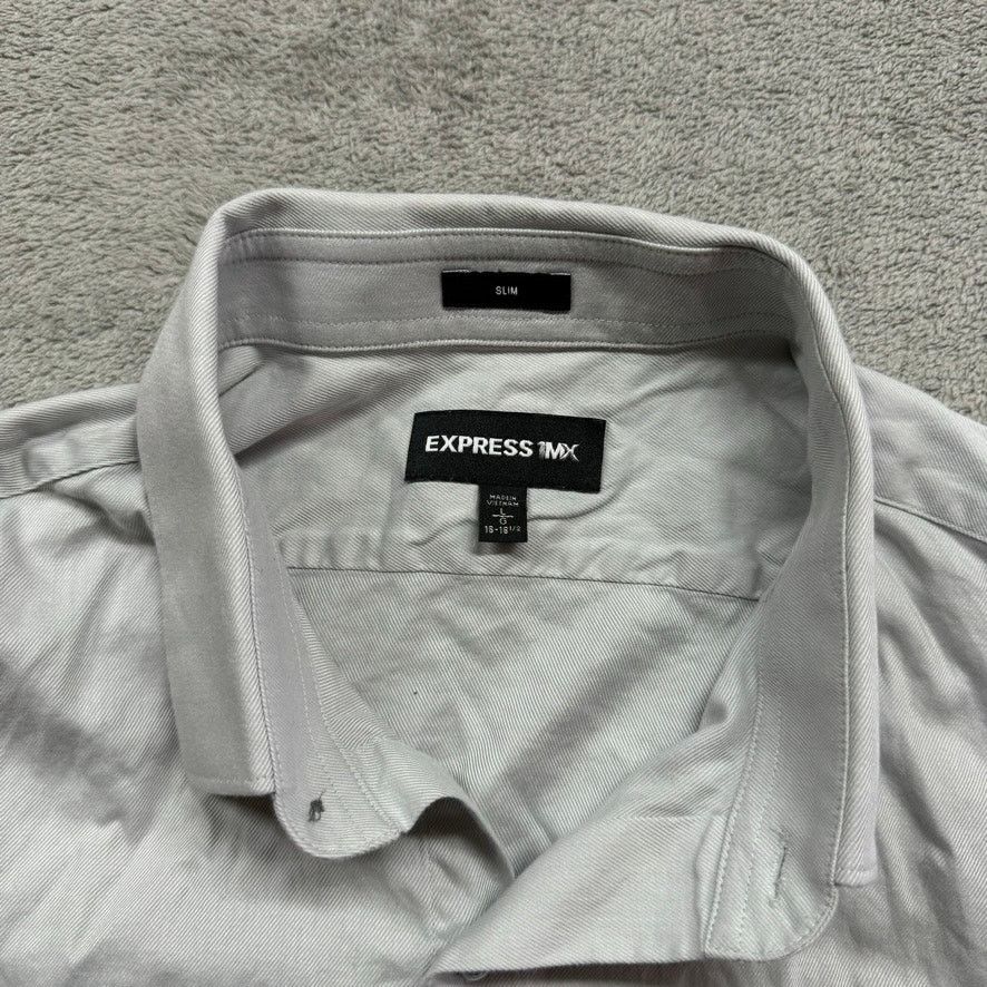 Express Express 1MX Button Up Shirt Mens Large 16-16.5 Slim Work Size US L / EU 52-54 / 3 - 3 Thumbnail