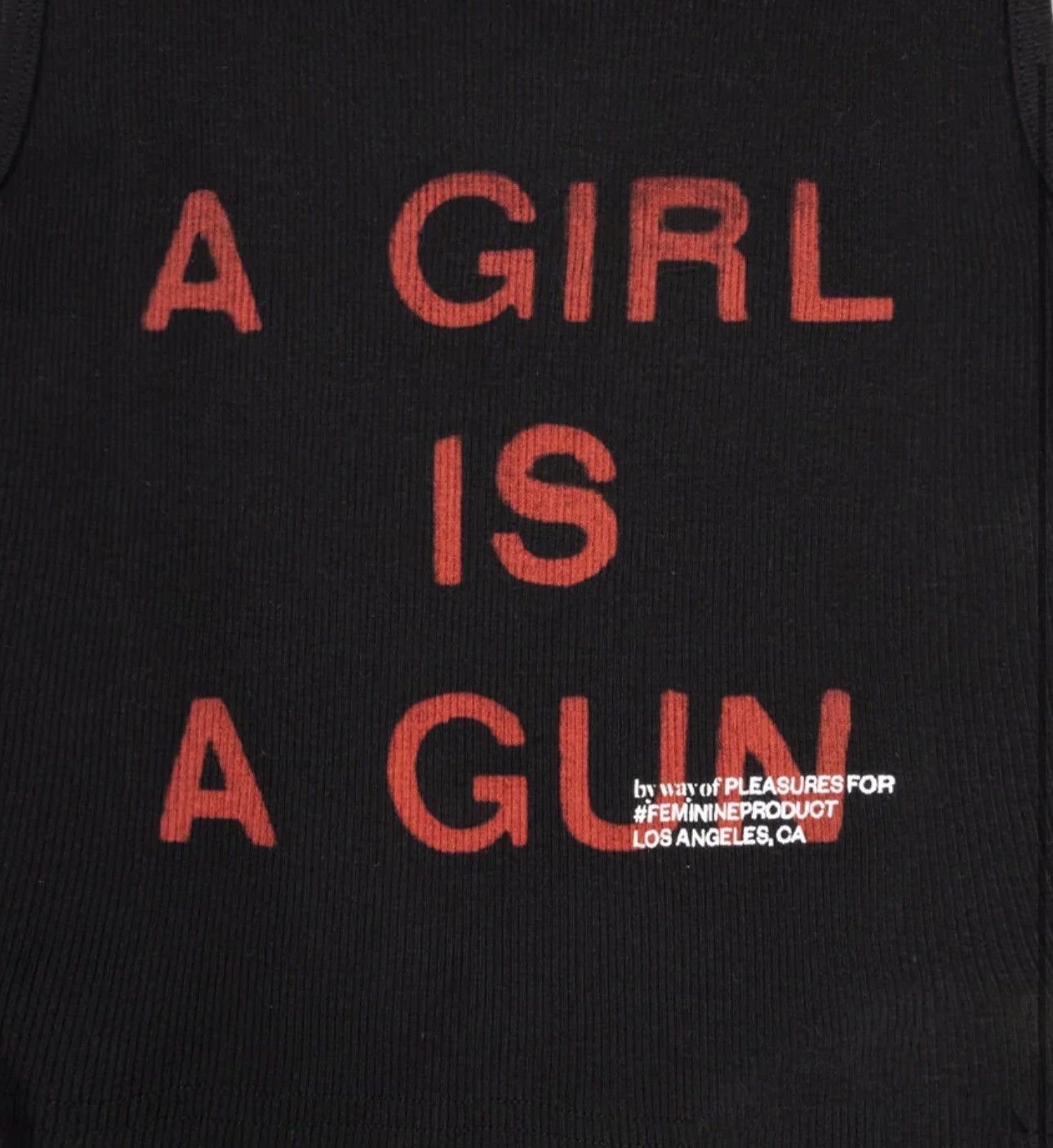 Pleasures Medium Black A Girl is A Gun Tank Top Red Tee Shirt Size M / US 6-8 / IT 42-44 - 4 Thumbnail