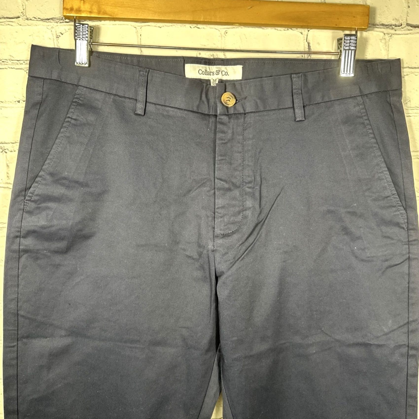 CO NWT Collars & Co CEO Chino Five Pocket Cotton Stretch Pants Navy 34x32 Men Size US 34 / EU 50 - 2 Thumbnail