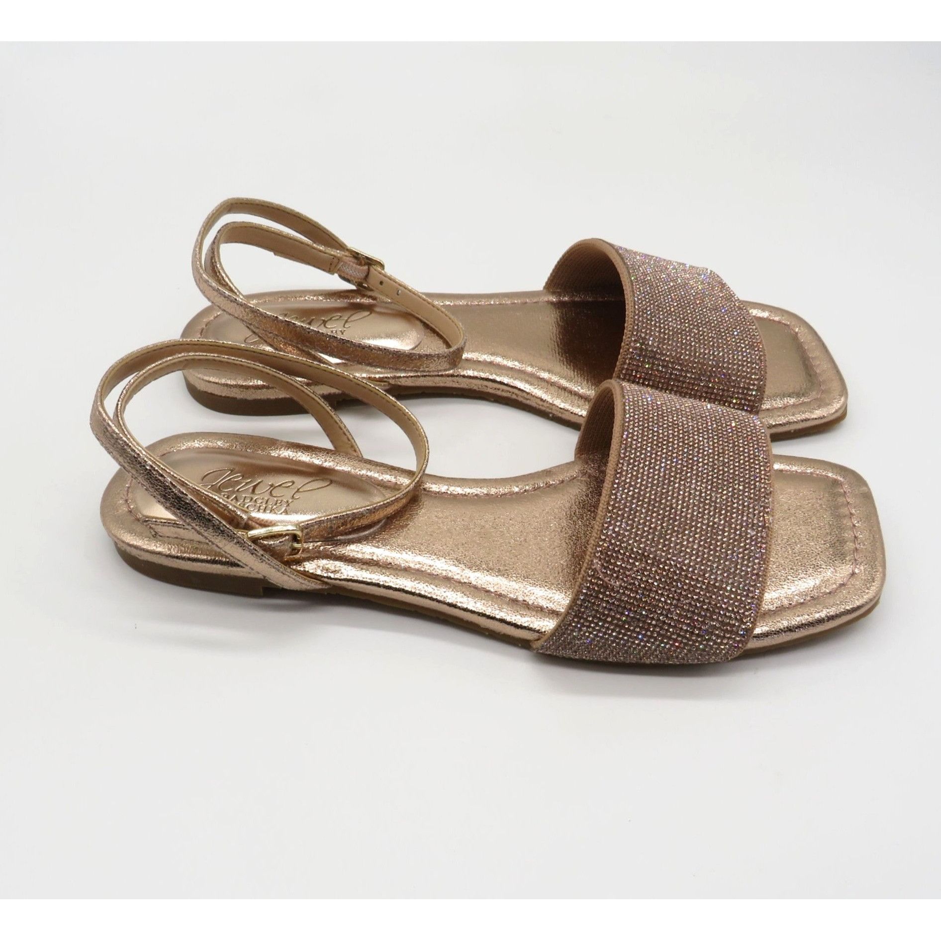 Other Jewel By Badgley Mischka Womens Rose Gold Sandals With Rhine Size US 7.5 / IT 37.5 - 1 Thumbnail
