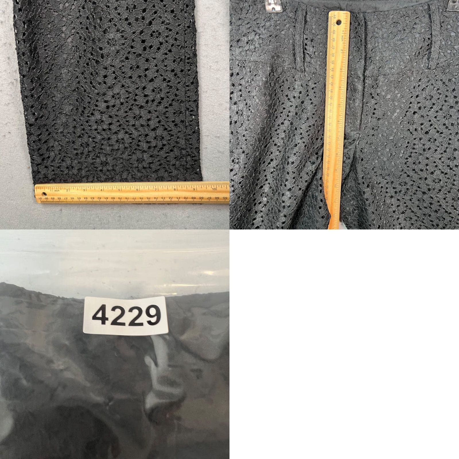Vintage Cache Womens Pants 4 Black Eyelet Flare Wide-Leg High Rise Cotton Acetate Dress Pants Womens High Rise Flared 29in Inseam Size 27" / US 4 / IT 40 - 8 Thumbnail