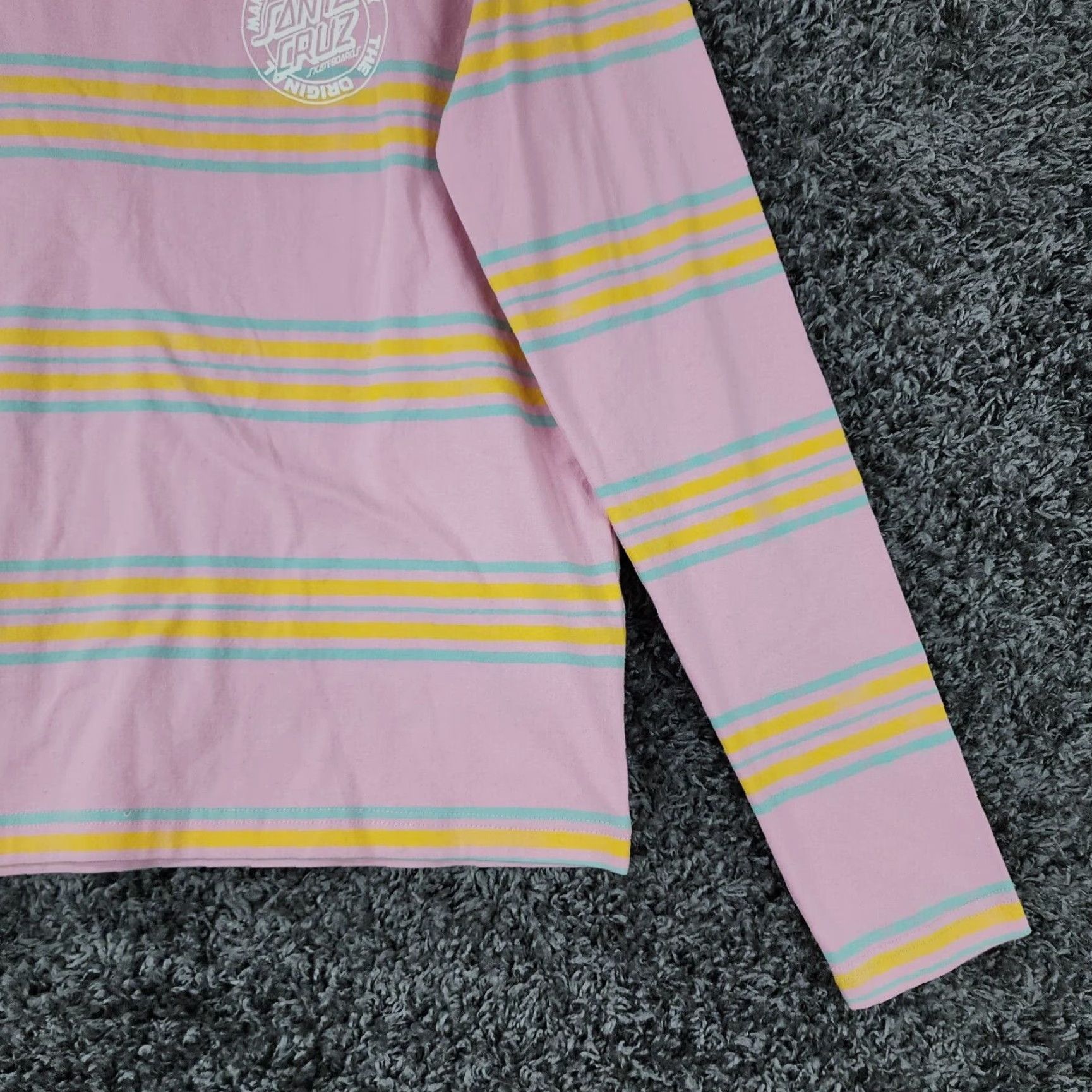 Vintage Santa Cruz Pink Striped Long Sleeve Graphic Mens T-Shirt Size M Size US M / EU 48-50 / 2 - 2 Thumbnail
