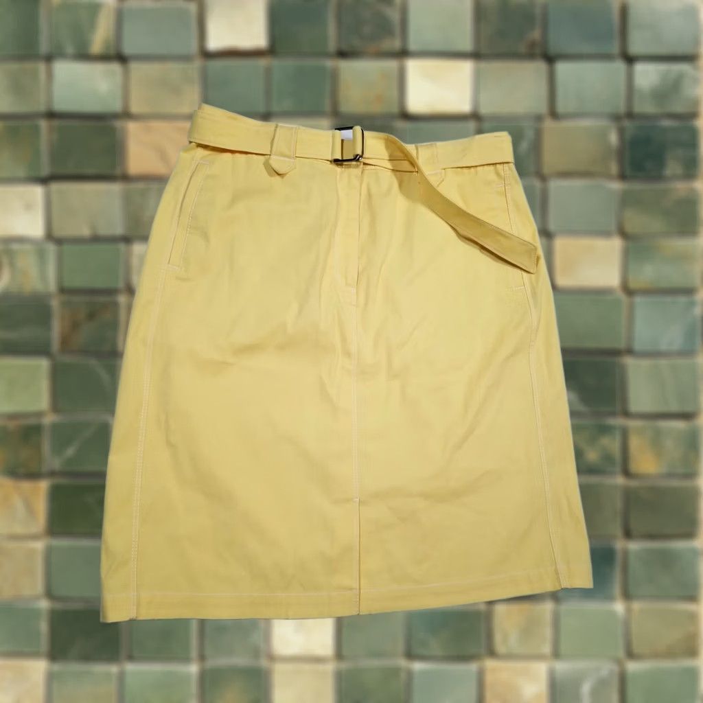 Vintage Lafayette 148 New York Skirt Yellow Buckle 12 Cotton Blend Long Women’s Regular Size 12 Size 34" / US 12 / IT 48 - 1 Thumbnail