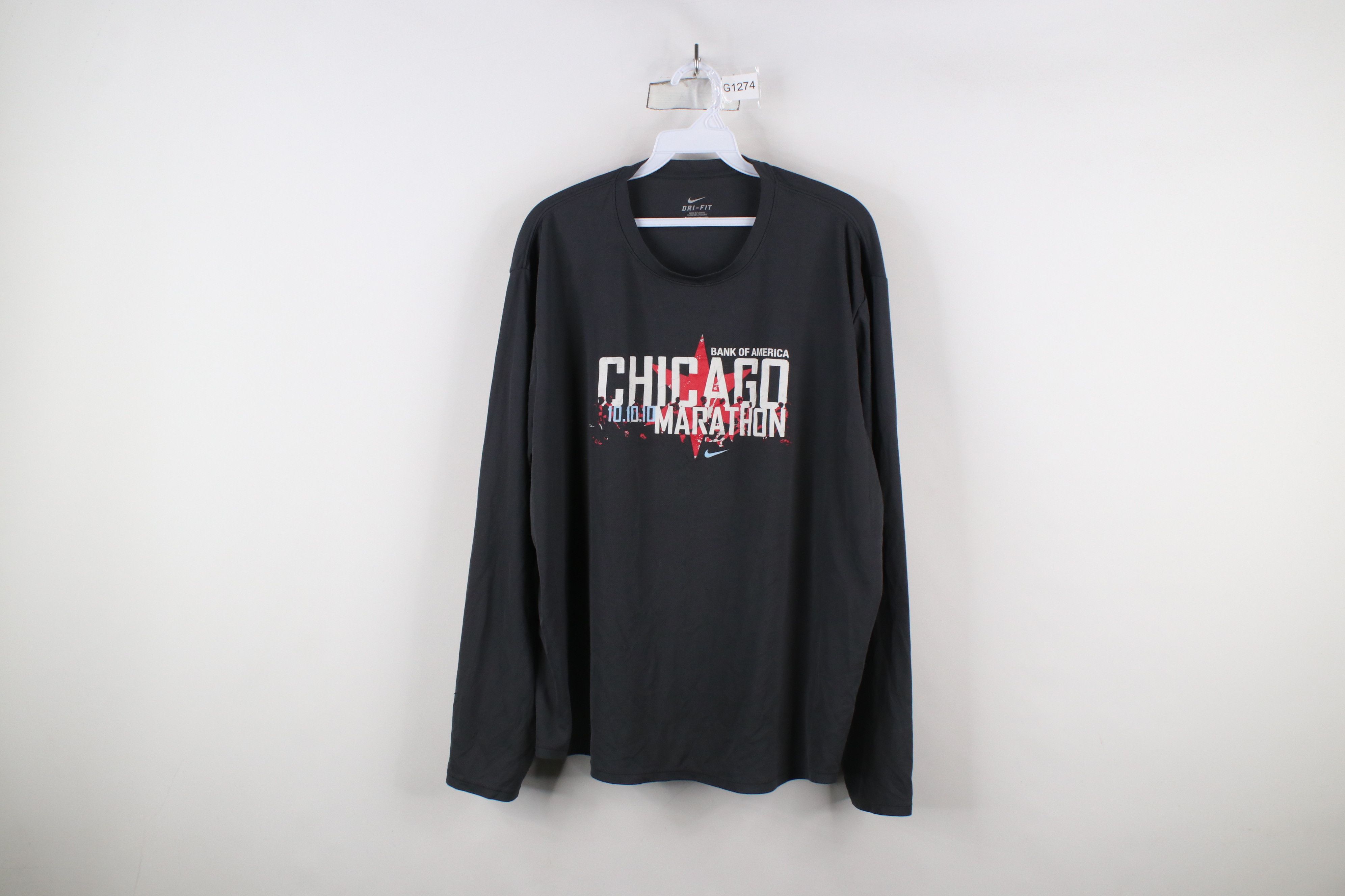 Nike × Vintage Vintage Y2K Nike Chicago Marathon Long Sleeve T-Shirt Gray Size US XXL / EU 58 / 5 - 1 Thumbnail