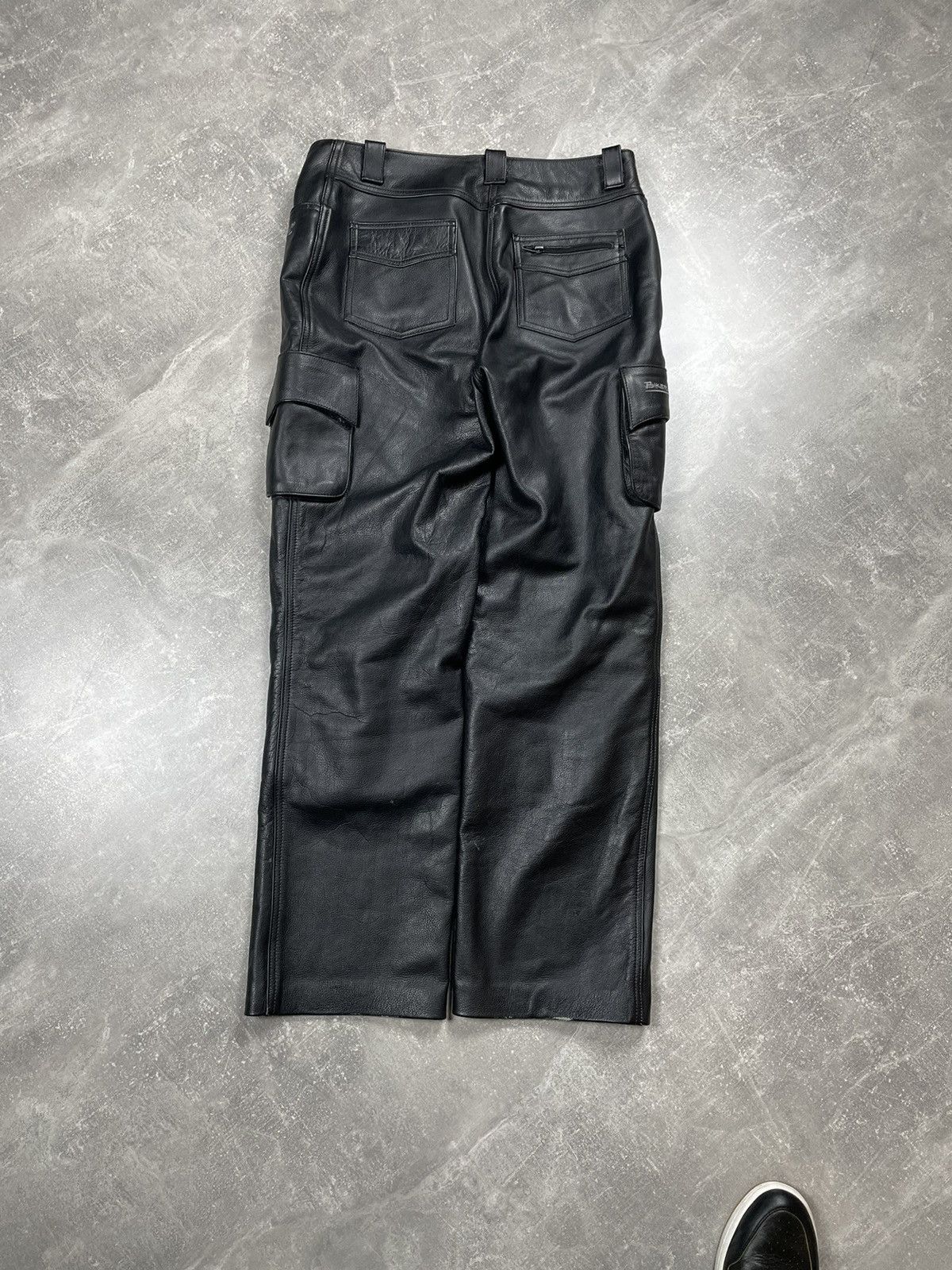 Genuine Leather × Vintage Awesome Vintage Avant Garde Y2K Leather Black Biker Pants Size US 32 / EU 48 - 9 Thumbnail