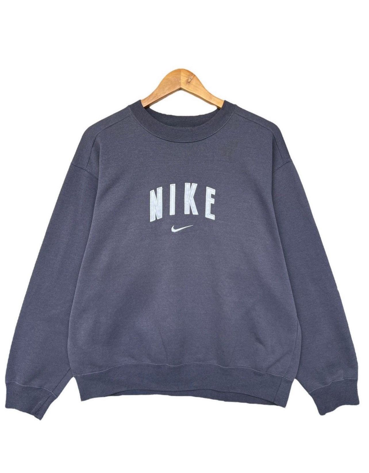 Nike × Vintage Vintage Nike Center Swoosh Spellout Baggy Sweatshirt Size US S / EU 44-46 / 1 - 1 Thumbnail