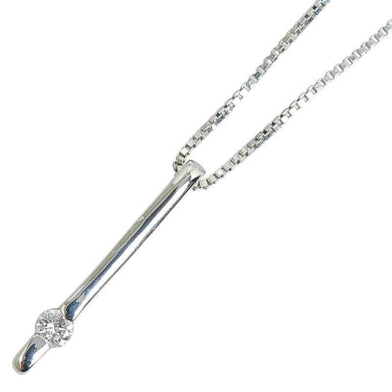image of Other Platinum Venetian Chain Diamond Necklace in Silver, Women's
