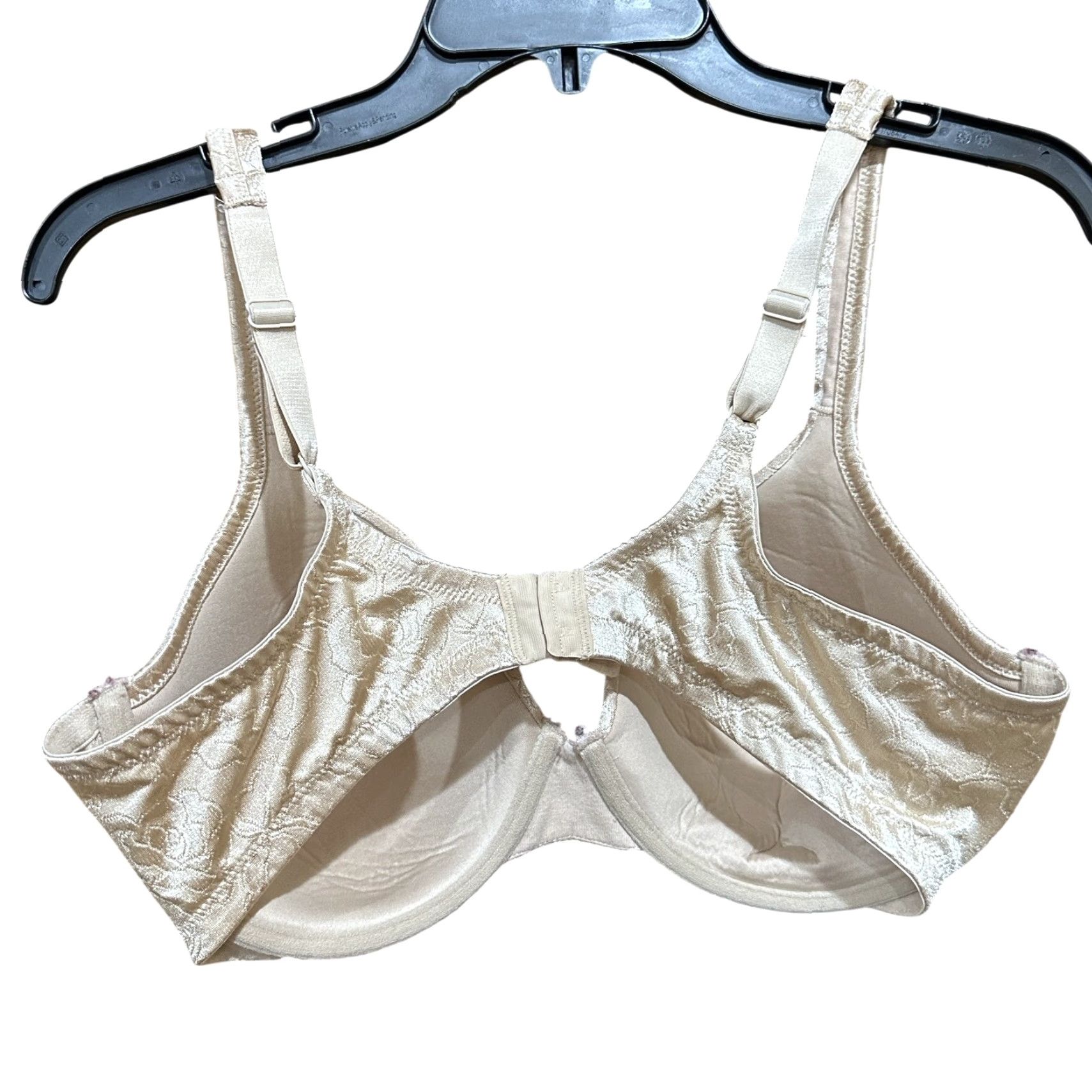 Vintage Vanity Fair Bra Womens 36DD Beige Underwire Floral Embroidered T-Shirt Back Closure Full Coverage Adjustable Strap Size ONE SIZE - 2 Thumbnail