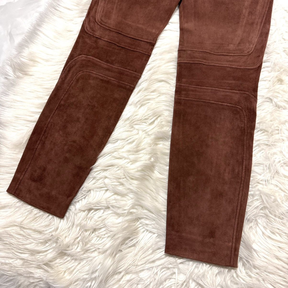 Brunello Cucinelli Brunello Cucinelli Framed Suede Leather Pants Brown Size 27" / US 4 / IT 40 - 9 Thumbnail
