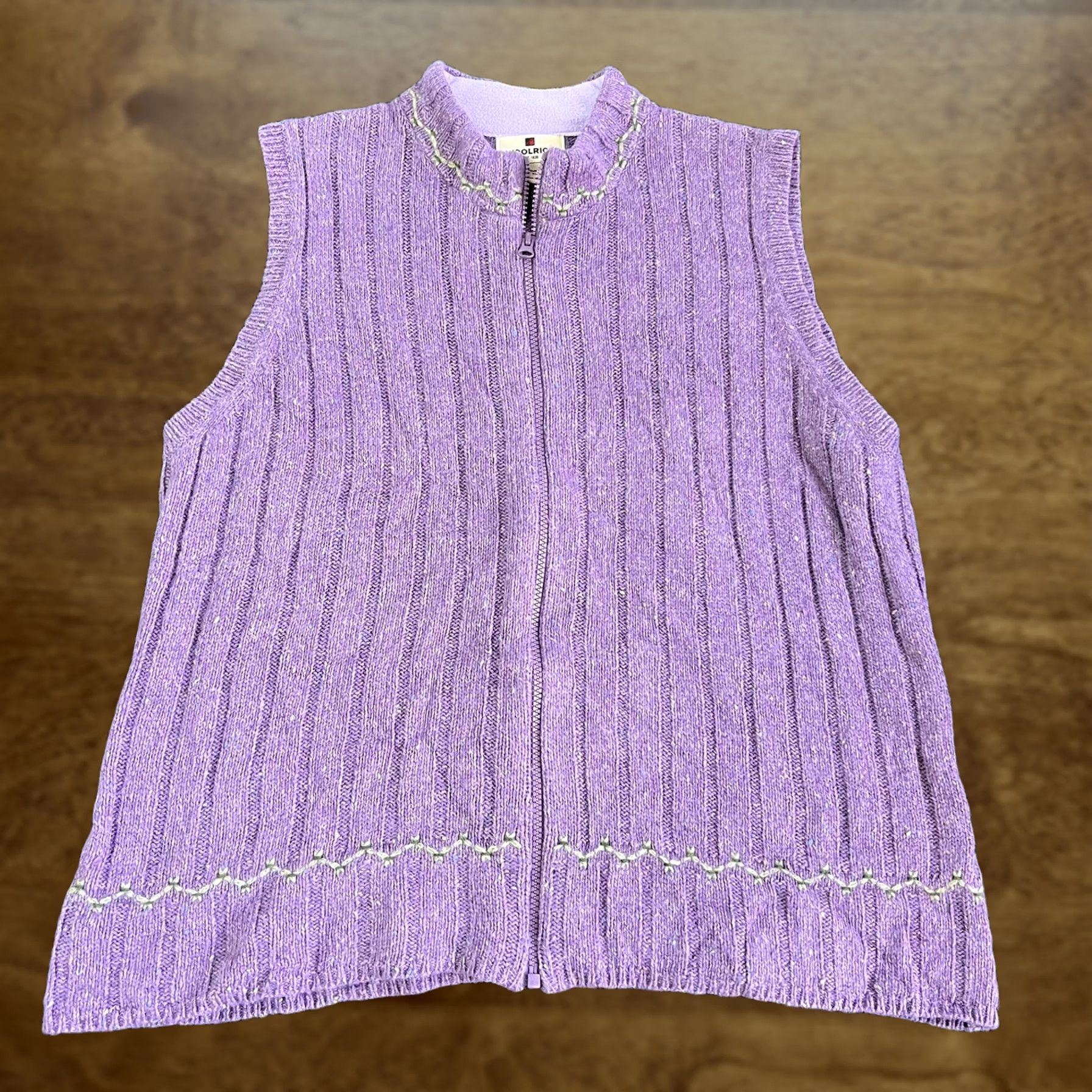 Vintage Woolrich Vest Womens XL Purple Sage Heather Mock Neck Full Zip Knit Sleeveless Sweater Size XL / US 12-14 / IT 48-50 - 1 Thumbnail