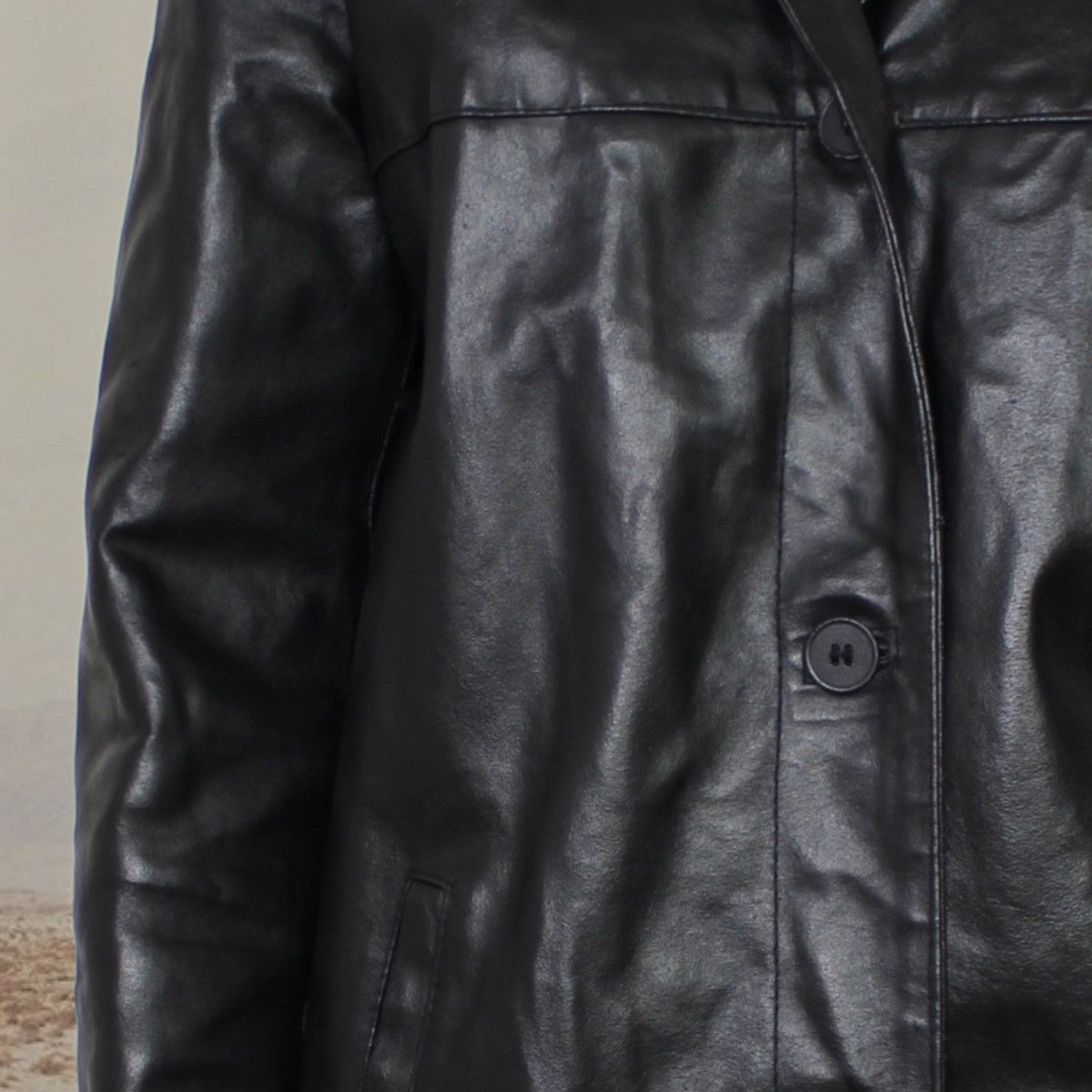 Vintage 🦇BLACK LEATHER COAT🦇 Size M / US 6-8 / IT 42-44 - 5 Thumbnail