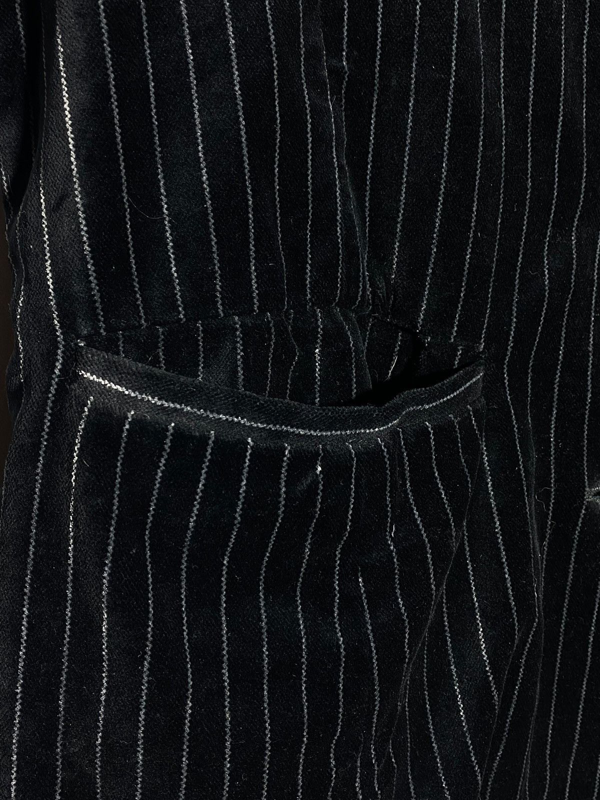 Armani Vintage 90s Armani Jeans Velour Striped Black Women’s Blazer Size M / US 6-8 / IT 42-44 - 10 Thumbnail