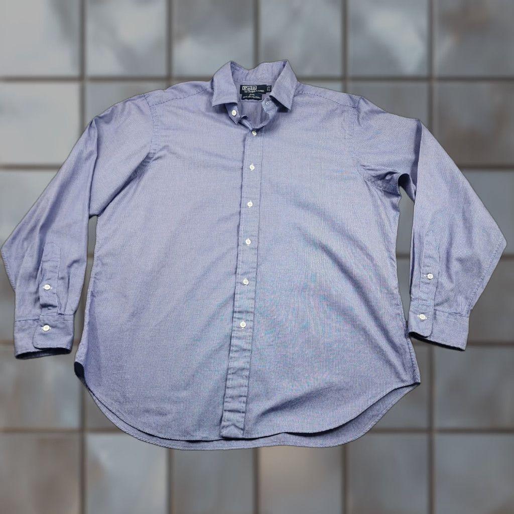 Polo Ralph Lauren Polo Ralph Lauren Shirt Mens 16.5 35 Blue Micro Check Dress Button Down Estate Size 46R - 1 Thumbnail