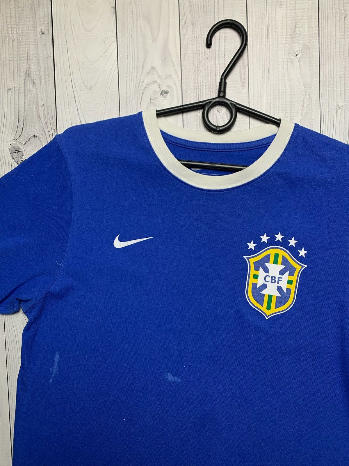 Nike × Vintage Vintage Nike Brasil blue soccer jersey size M logo Size US M / EU 48-50 / 2 - 2 Thumbnail