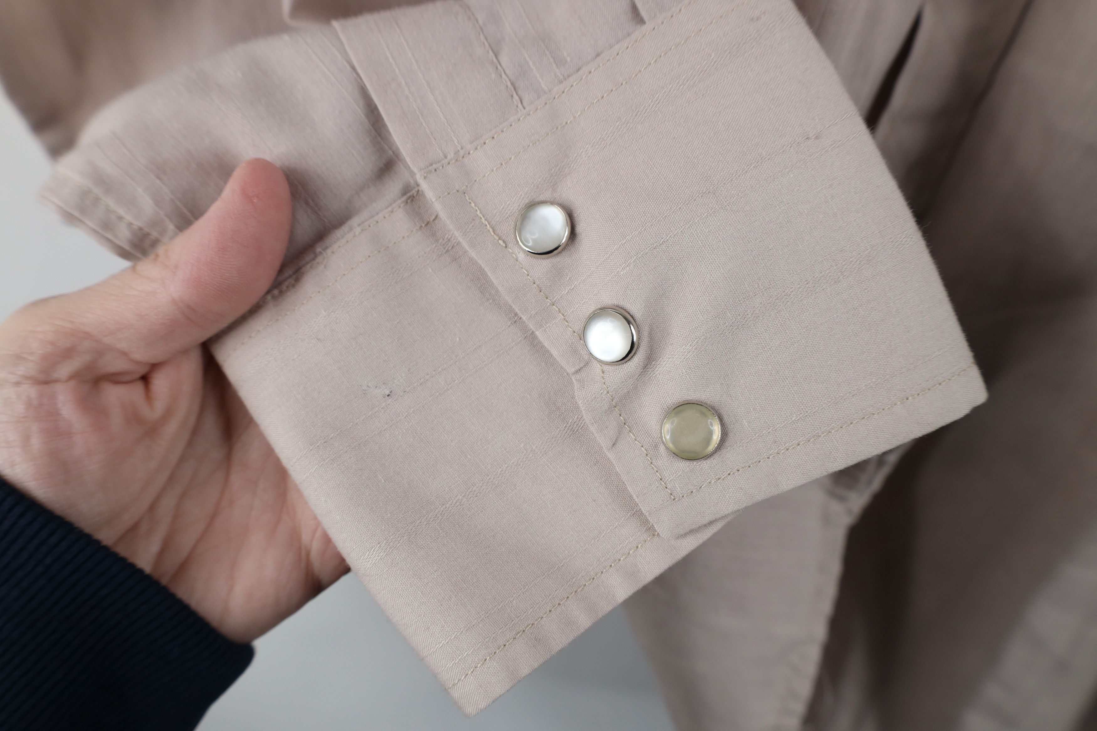 Vintage Vintage 90s Rockabilly Rodeo Cowboy Snap Button Shirt Beige Size US XL / EU 56 / 4 - 4 Thumbnail