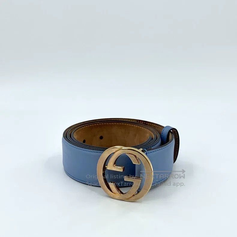 Gucci Gucci Blue logo smooth buckle belt Size ONE SIZE - 1 Thumbnail