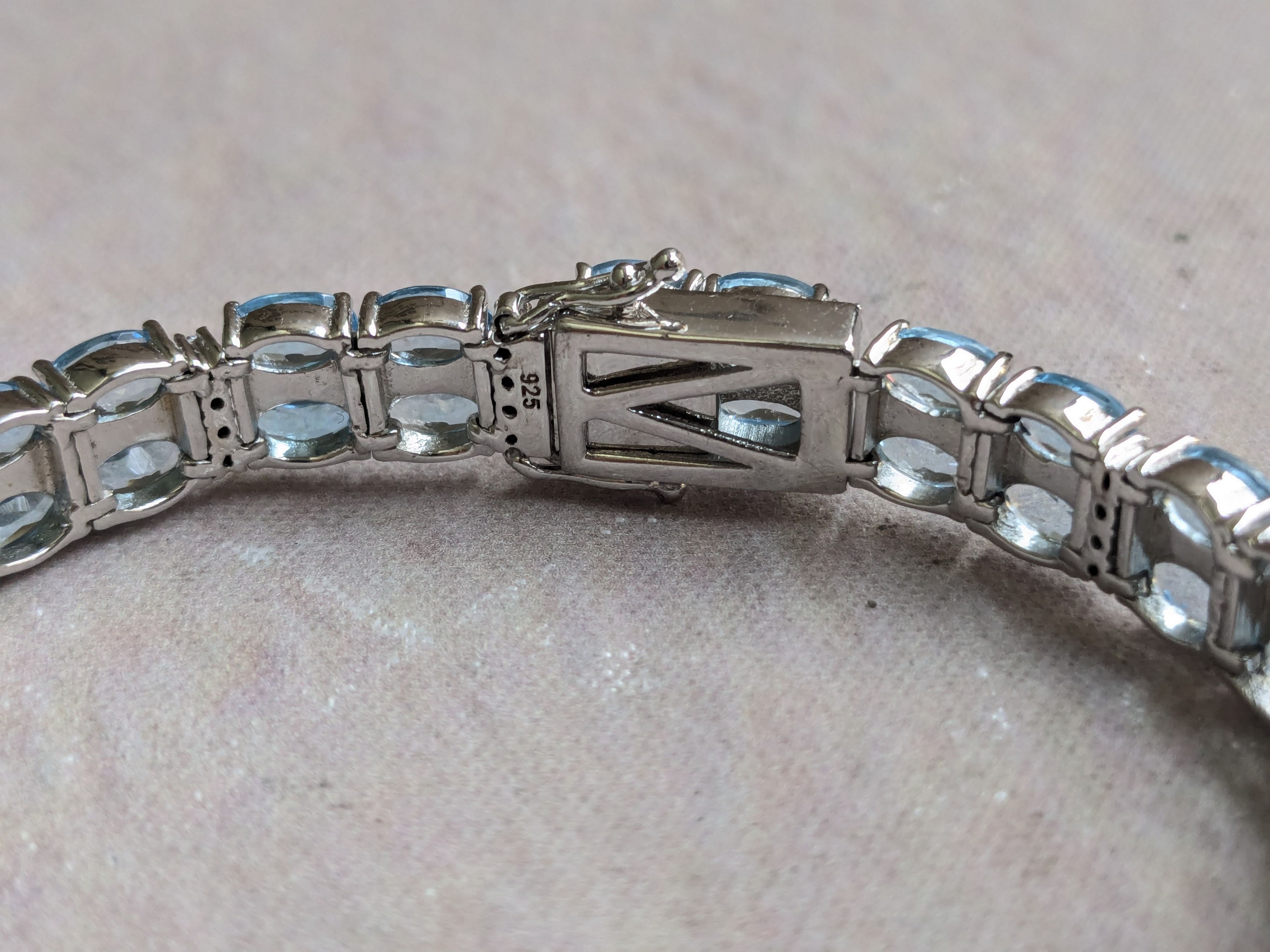 Jewelry Sterling Silver Tennis Bracelet Blue Topaz Oval 7.5 Size ONE SIZE - 5 Thumbnail