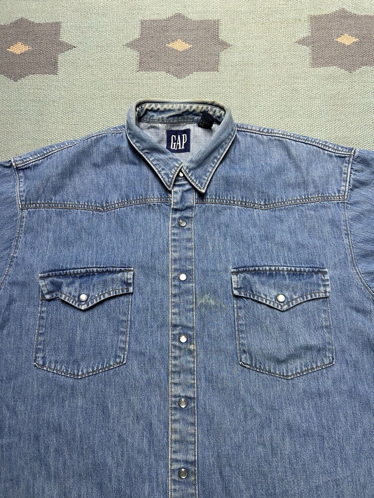 Vintage Vtg gap denim pearl snap shirt western cowboy workwear large Size US L / EU 52-54 / 3 - 3 Thumbnail