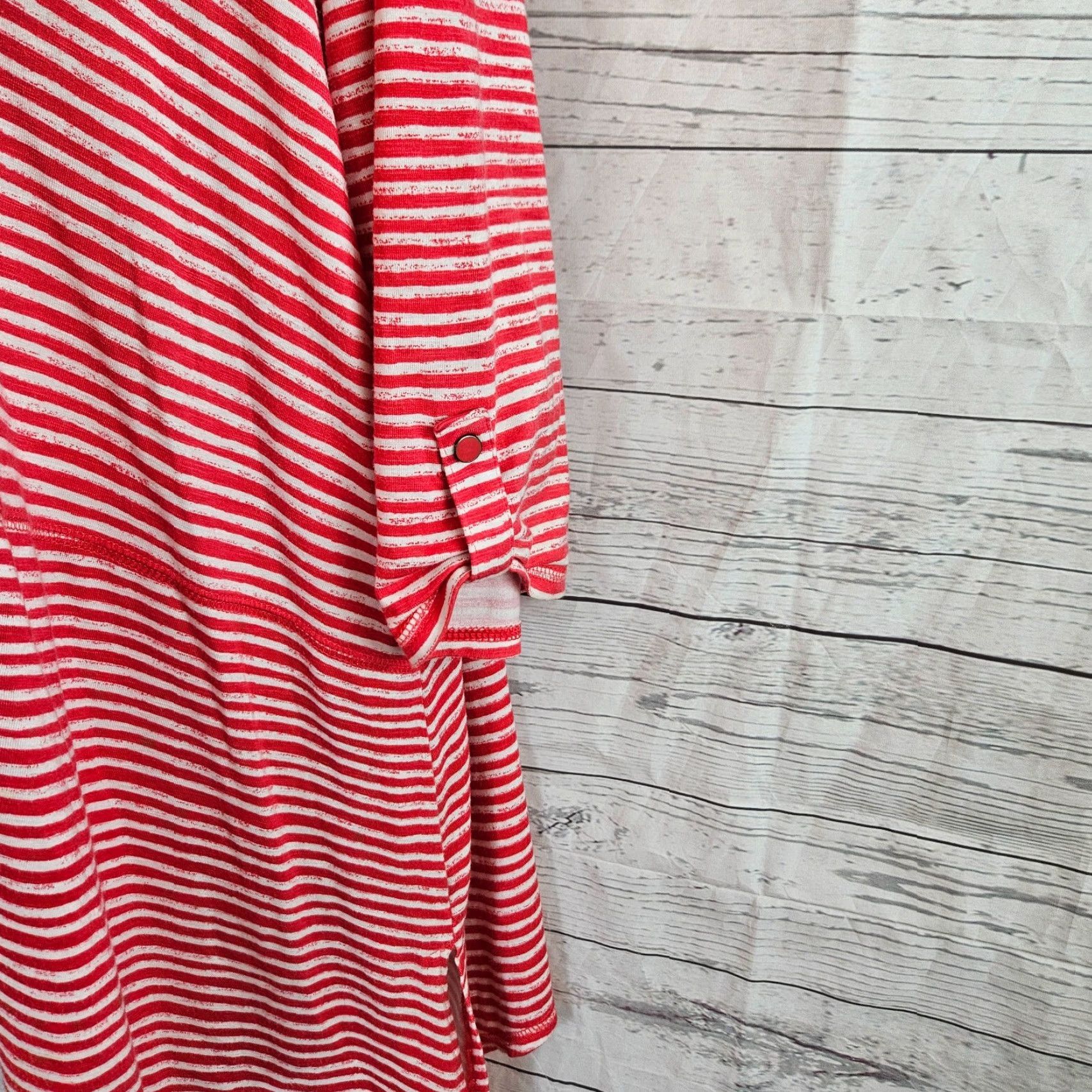 Vintage Chico's Zenergy Womens Top XL Red White Stripe 3/4 Sleeve Rayon Blend Shirt Blouse Womens XS? Size XL / US 12-14 / IT 48-50 - 3 Thumbnail