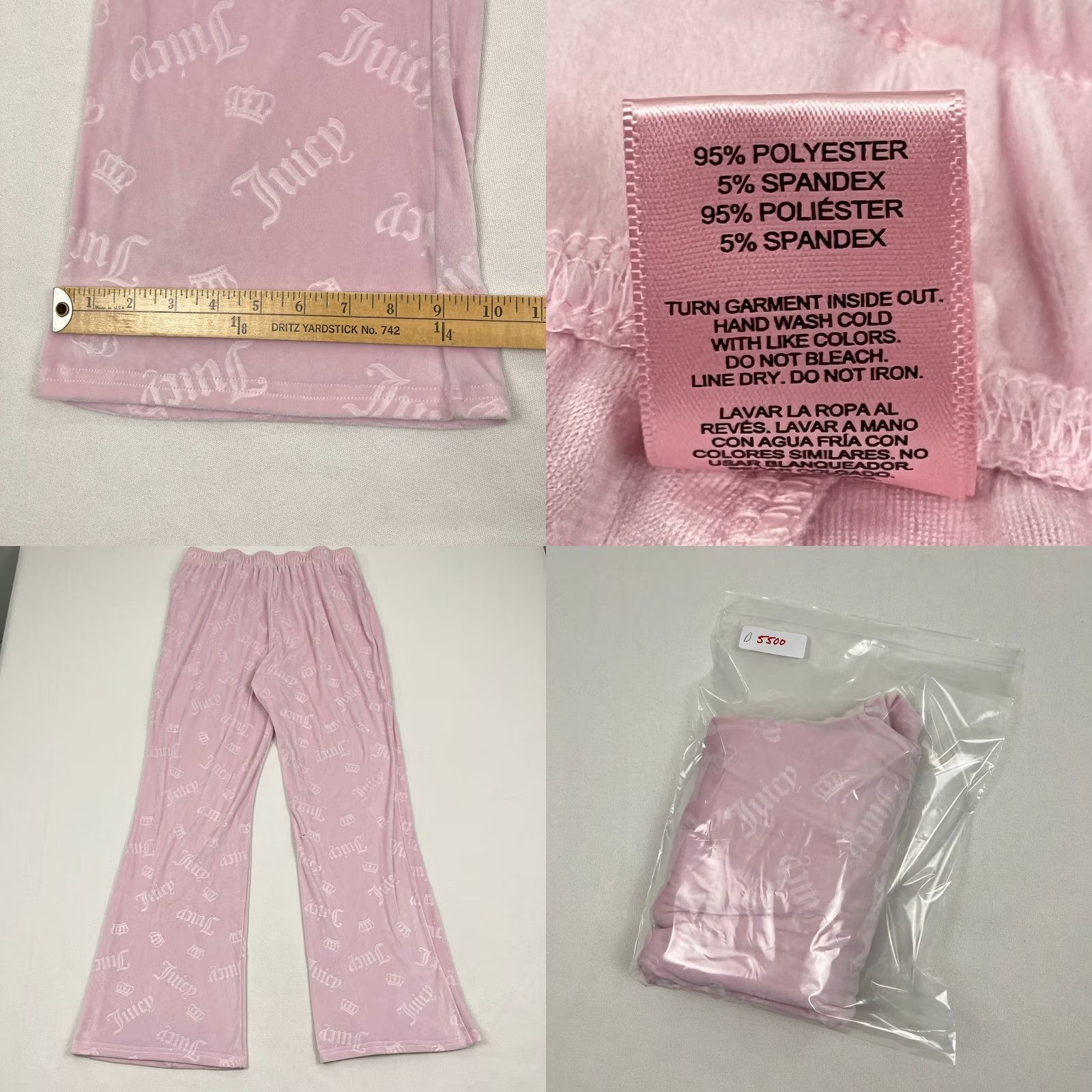 Juicy Couture Juicy Couture Pajama Pants Womens XL Pink Velour Wide Embossed Logo Sleepwear Size 40" / US 18 - 8 Thumbnail