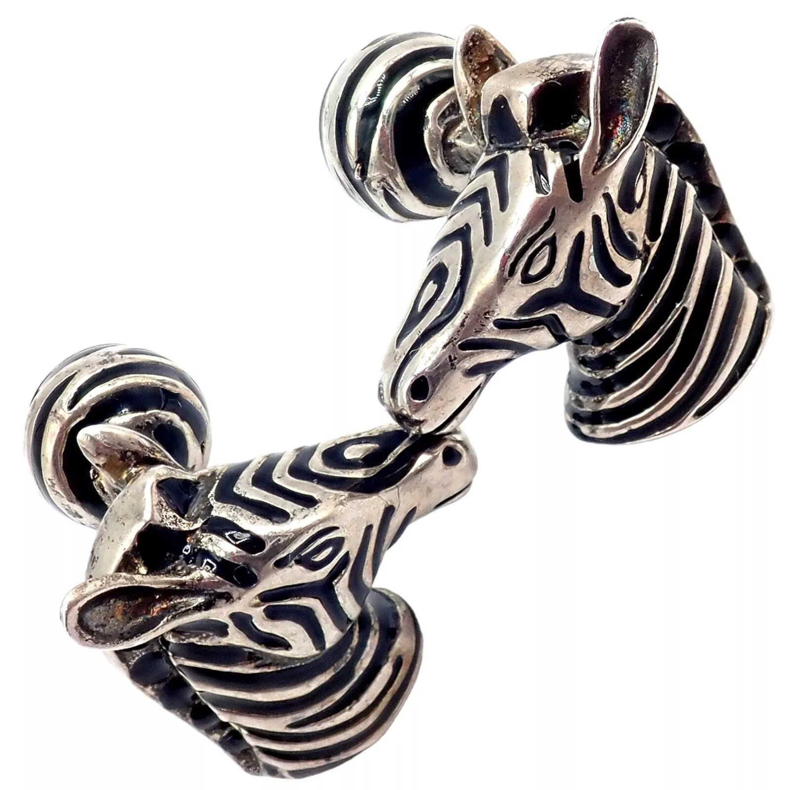 Tiffany & Co. Silver Black Enamel Zebra Cufflinks Size ONE SIZE - 9 Thumbnail