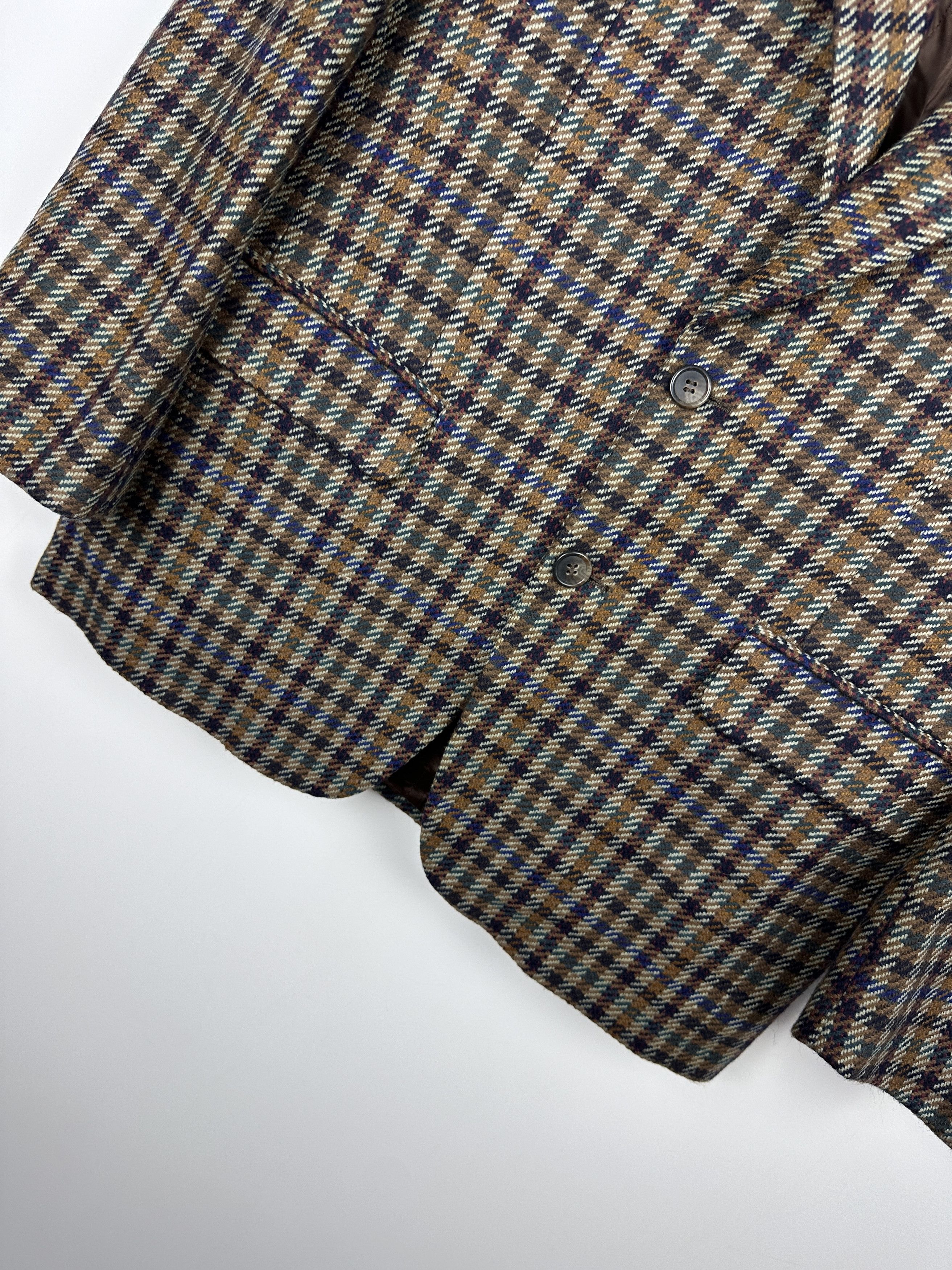 Vintage Made in Italy men cashemere blazer jacket TWEED L Size 50R - 3 Thumbnail