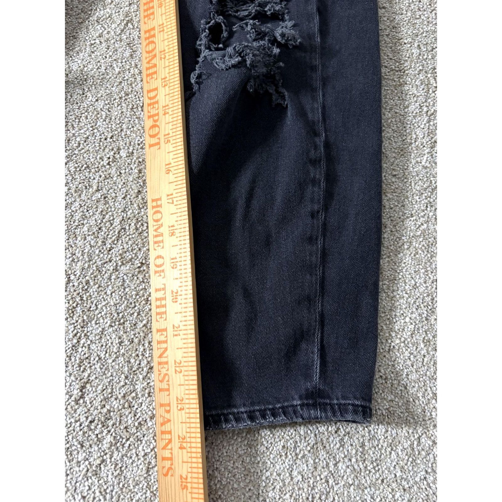 American Eagle Outfitters VINTAGE? no, not vintage. American Eagle Jeans Mom Womens 2 Black Dark Wash Distressed Stretch Denim 26x26 Size 26" / US 2 / IT 38 - 2 Thumbnail