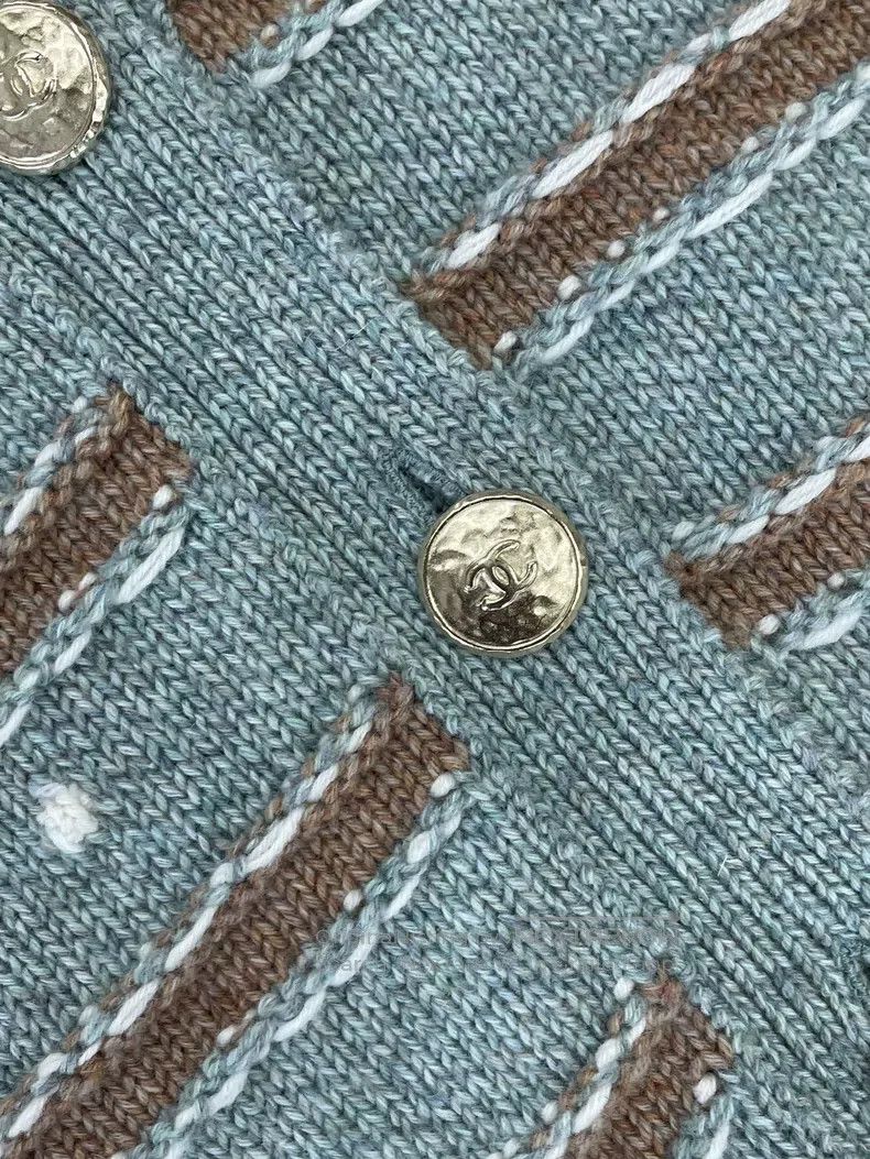 Chanel Chanel Green coffee color-blocked striped cashmere knitted Size XS / US 0-2 / IT 36-38 - 4 Thumbnail