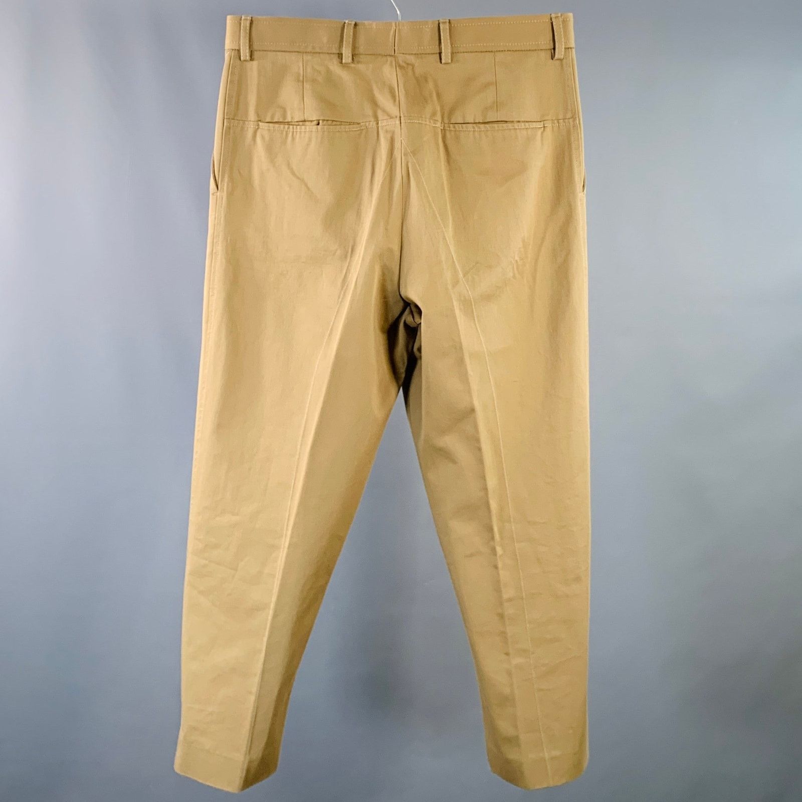 Haider Ackermann HAIDER ACKERMANN Size 32 Khaki Pleated Cropped Casual Pants Size US 32 / EU 48 - 3 Thumbnail