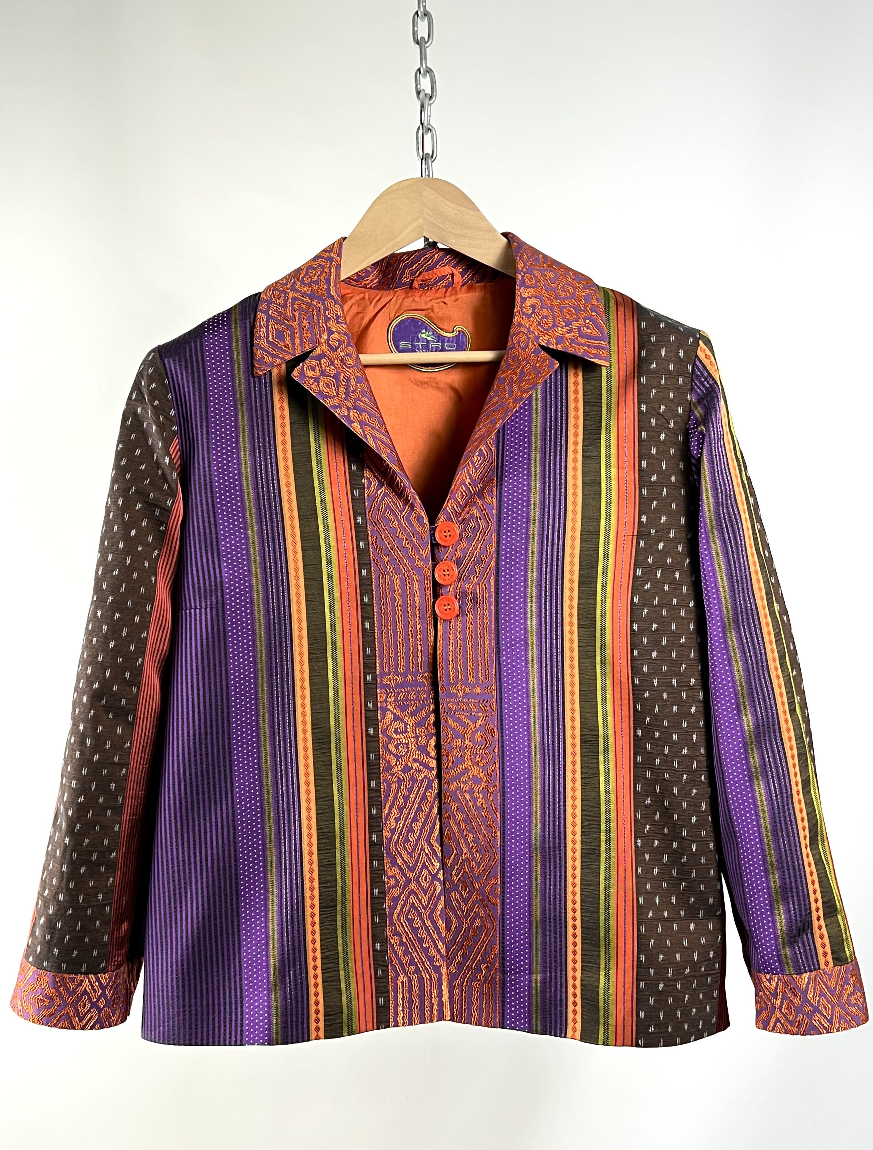 Etro Etro Striped Silk Multicolor Light Jacket Blazer Size M / US 6-8 / IT 42-44 - 2 Thumbnail