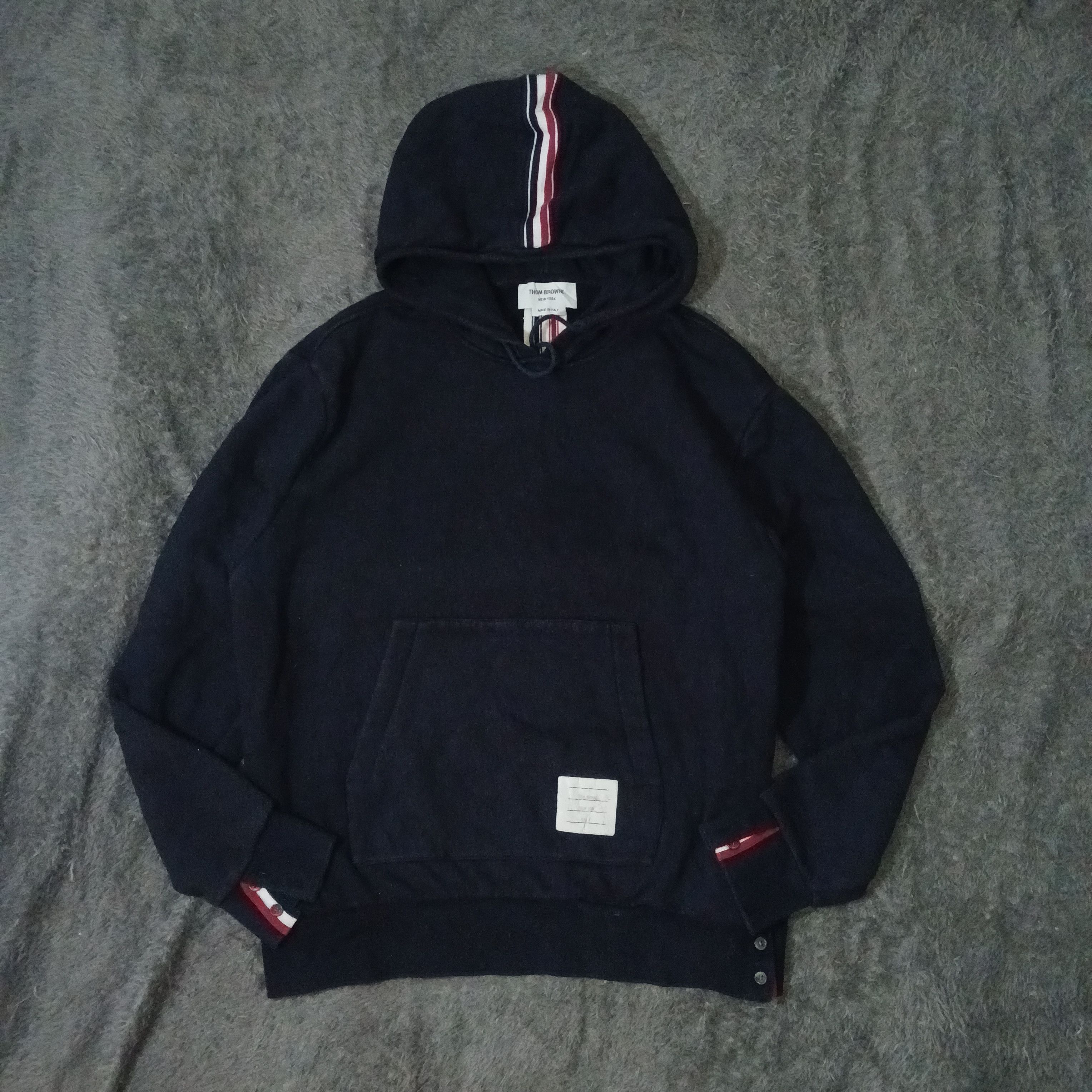 Thom Browne Center Back RWB Stripe Loopback Jersey Knit Hoodie Size US XL / EU 56 / 4 - 1 Thumbnail