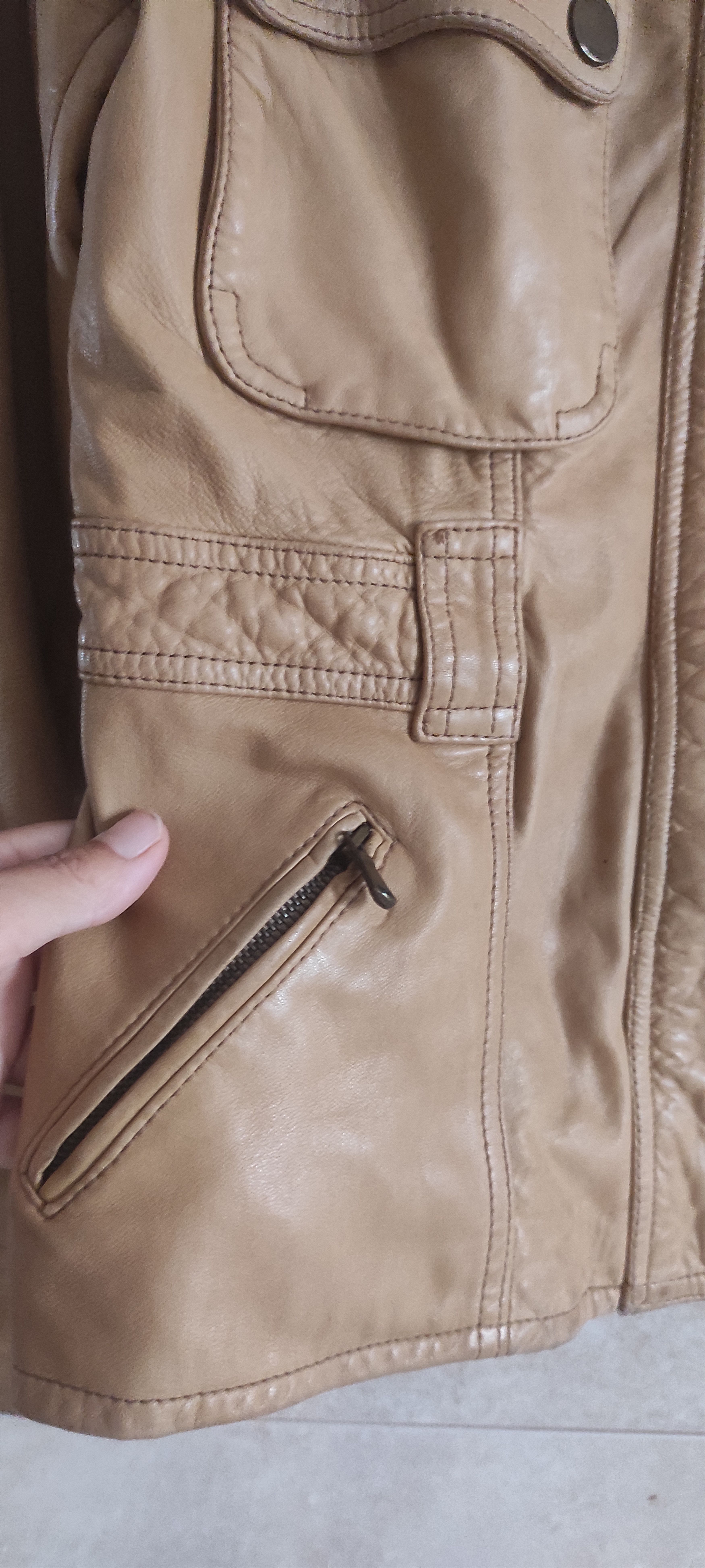 Massimo Dutti Massimo Dutti Sheepskin Soft Leather Tan Moto Jacket Size S / US 4 / IT 40 - 4 Thumbnail