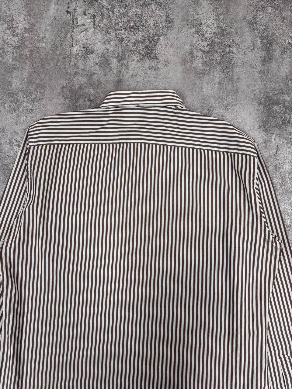 Z Zegna Ermenegildo Zegna Men Striped Shirt Brown White Size L Size US L / EU 52-54 / 3 - 11 Thumbnail