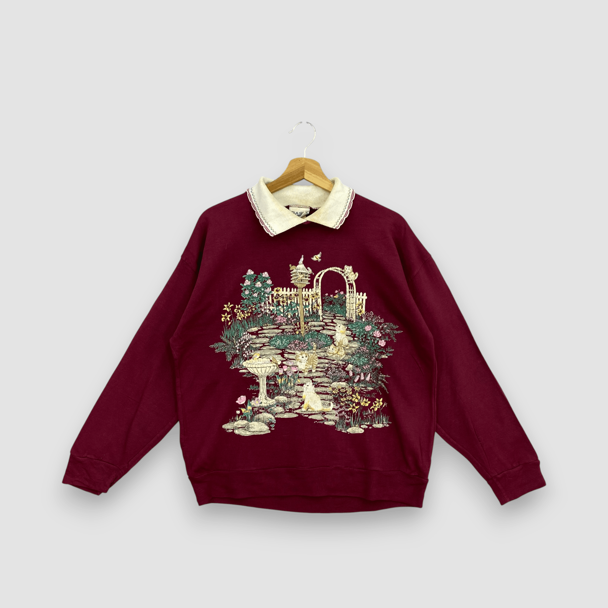 Vintage Vintage 80s Whimsical Garden Sweater Collar Cottagecore Size US L / EU 52-54 / 3 - 1 Thumbnail