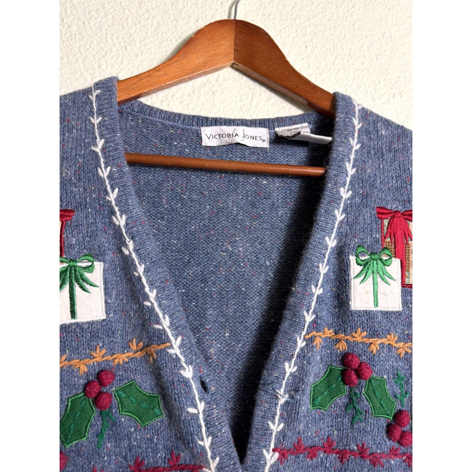 Vintage VINTAGE Victoria Jones Snowman Wool Button XL Blue Vest Sweater Womens Size XL / US 12-14 / IT 48-50 - 3 Thumbnail