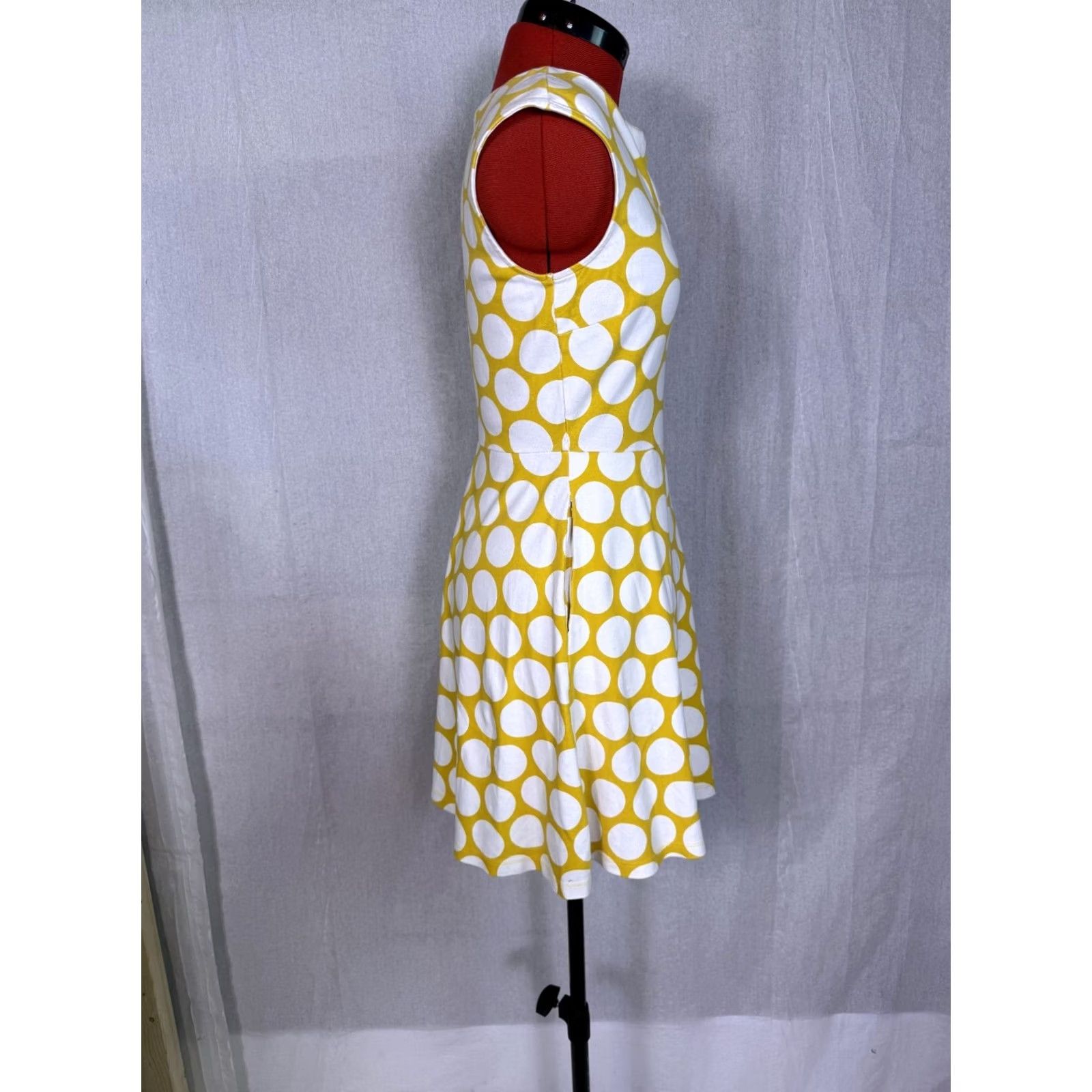 Vintage New York & Company Yellow Polka Dot Dress w Pockets XS Women's A-Line Knee Length Size XS / US 0-2 / IT 36-38 - 6 Thumbnail