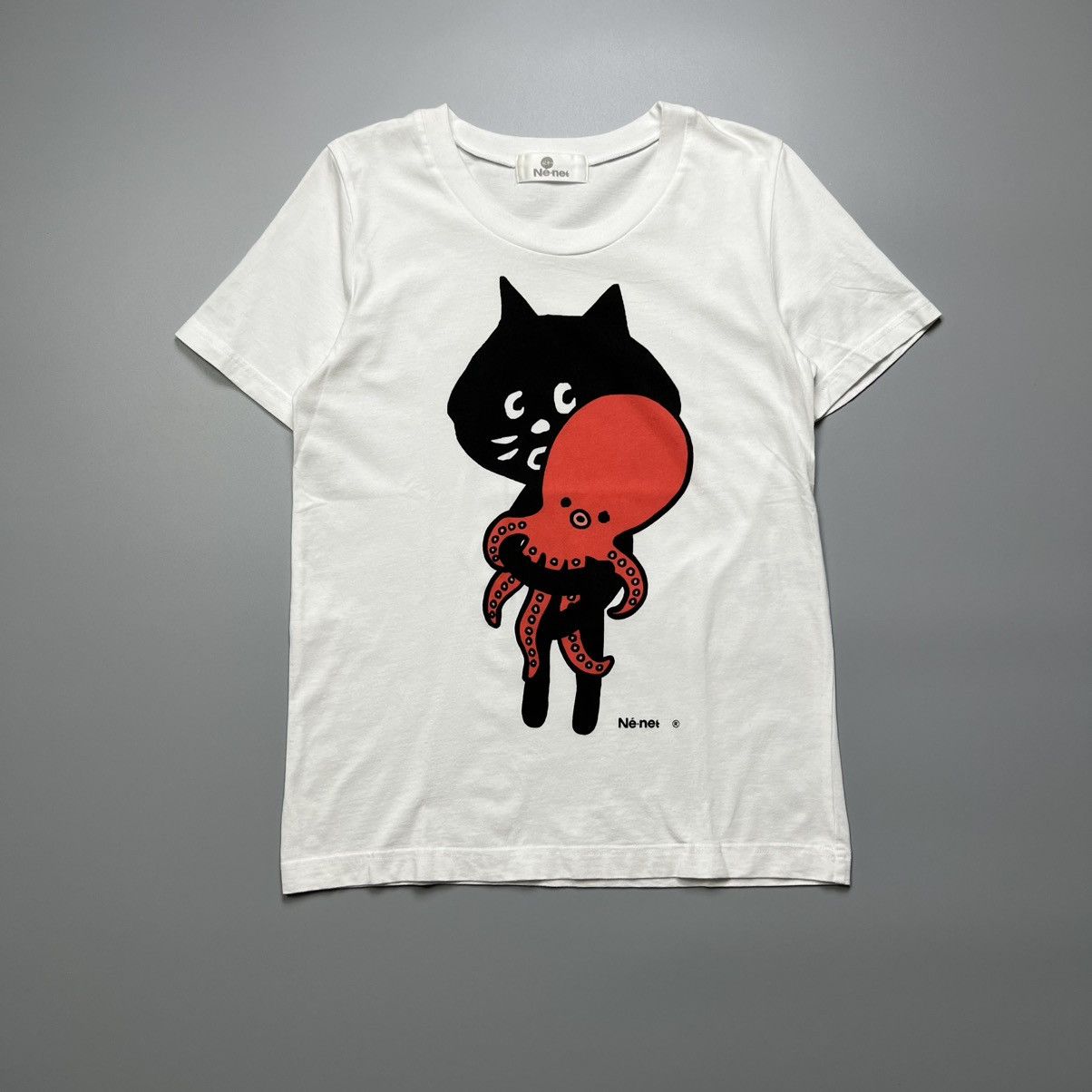 Issey Miyake × Japanese Brand × Ne-Net Nenet - Octopus Cat Print - Tshirt Size XS / US 0-2 / IT 36-38 - 1 Thumbnail
