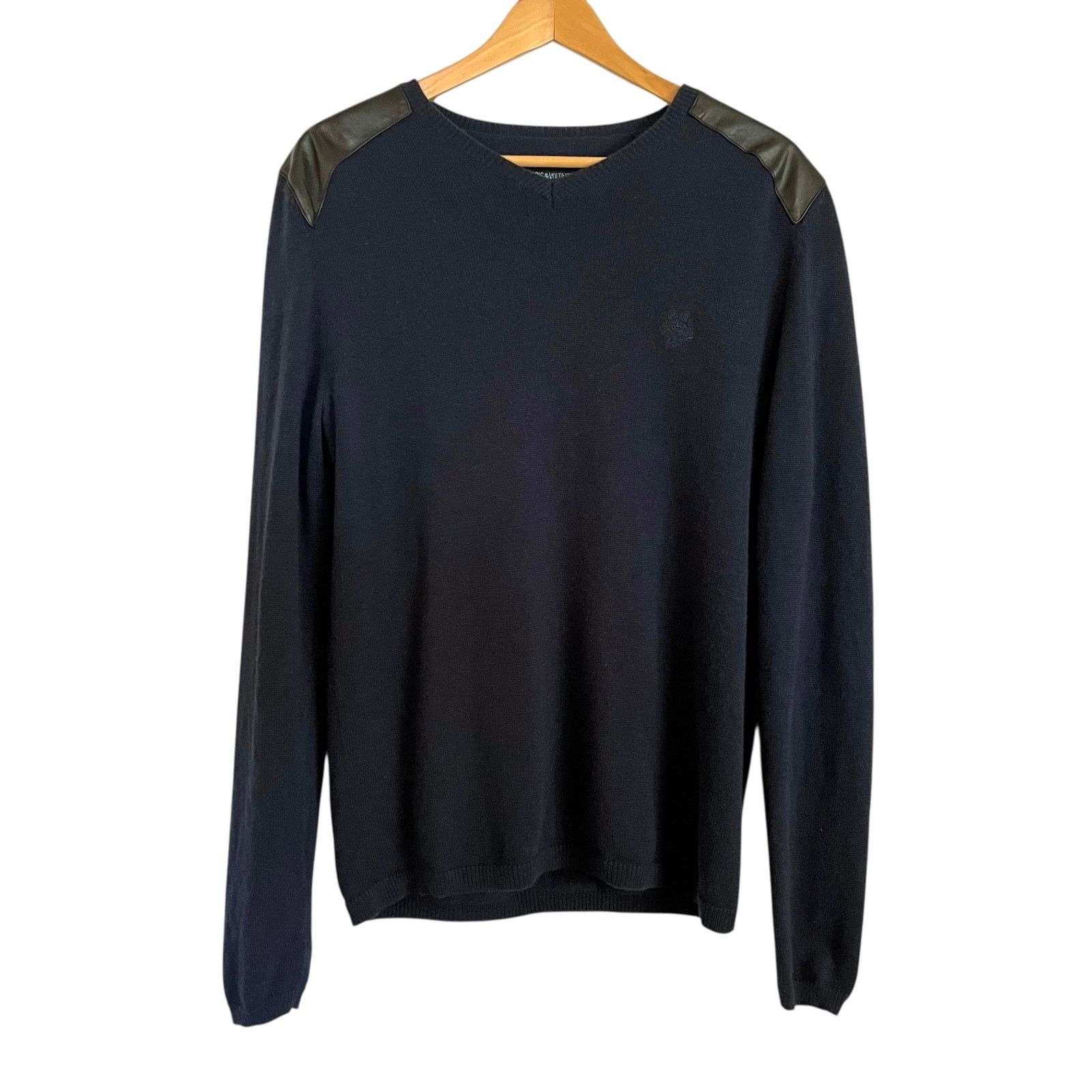 Zadig & Voltaire Zadig & Voltaire Navy Wool Cashmere Leather Wolf Sweater Size US S / EU 44-46 / 1 - 10 Thumbnail
