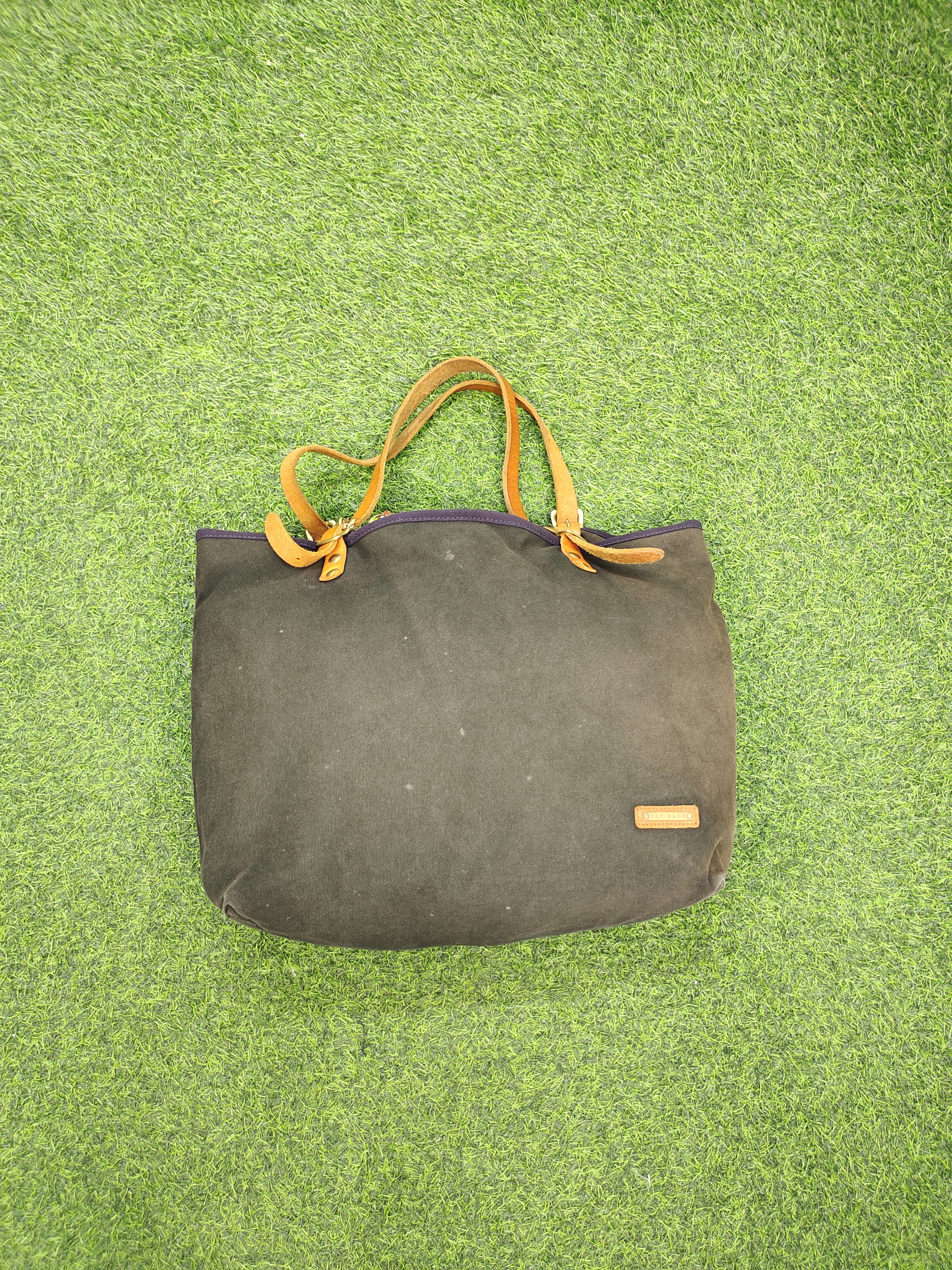 Hysteric Glamour Vintage Ship Blue Japan Faded Canvas Mix Leather Tote Bag Size ONE SIZE - 4 Thumbnail
